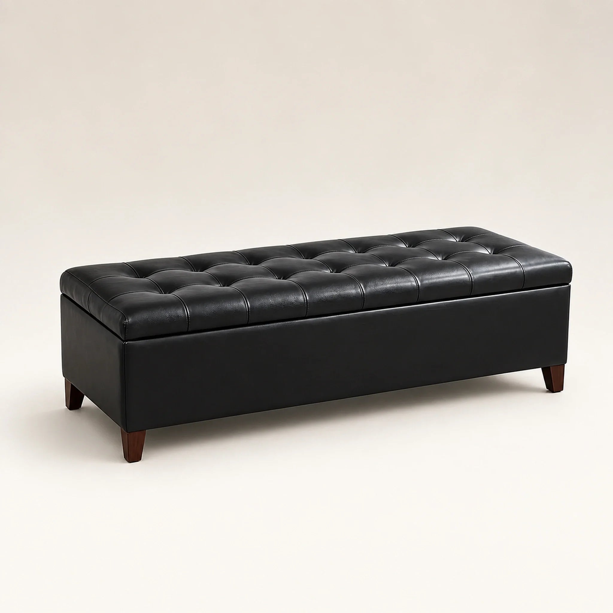ASense Black storage ottoman – warm studio front view#Color_Black
