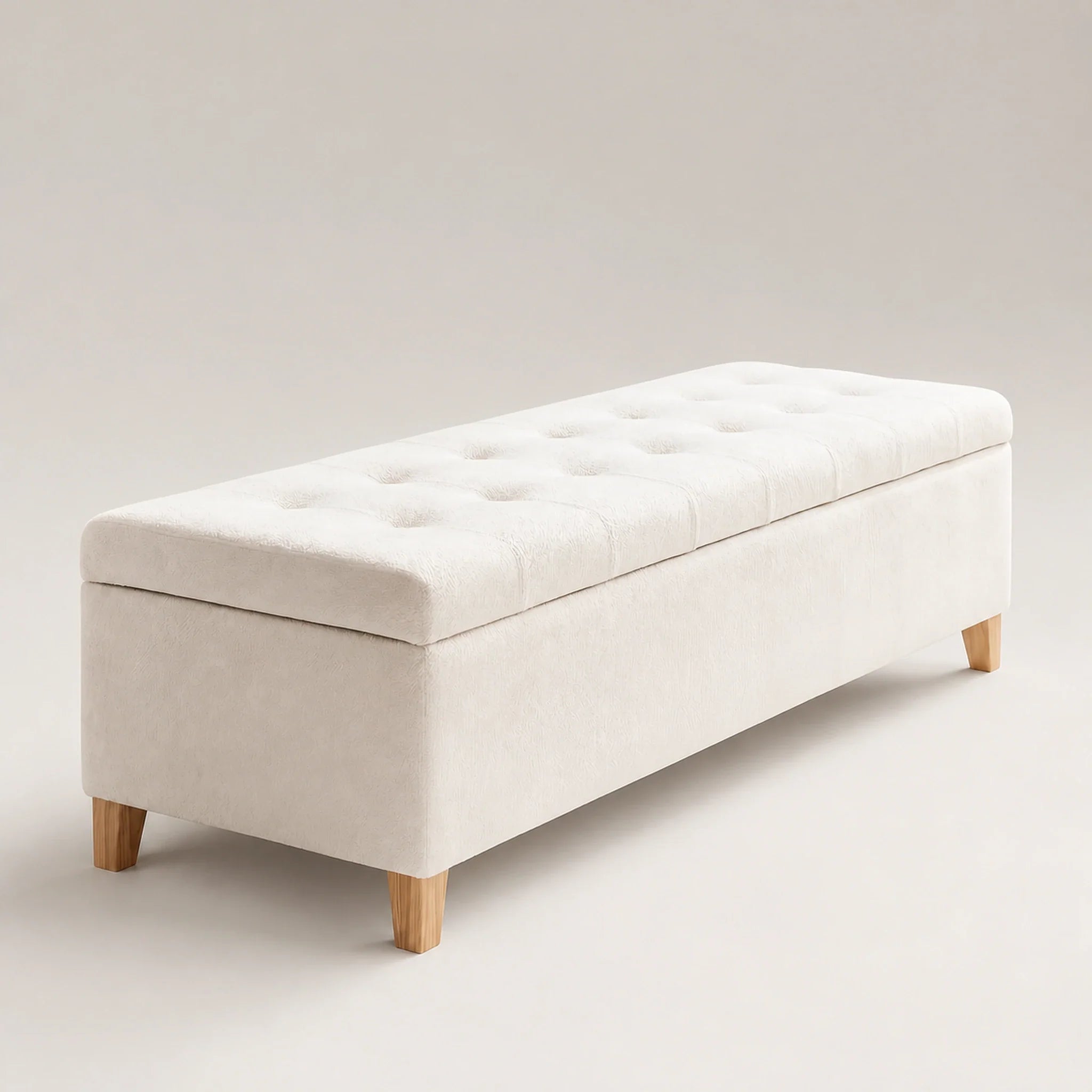 Deco Black storage ottoman – warm studio front view