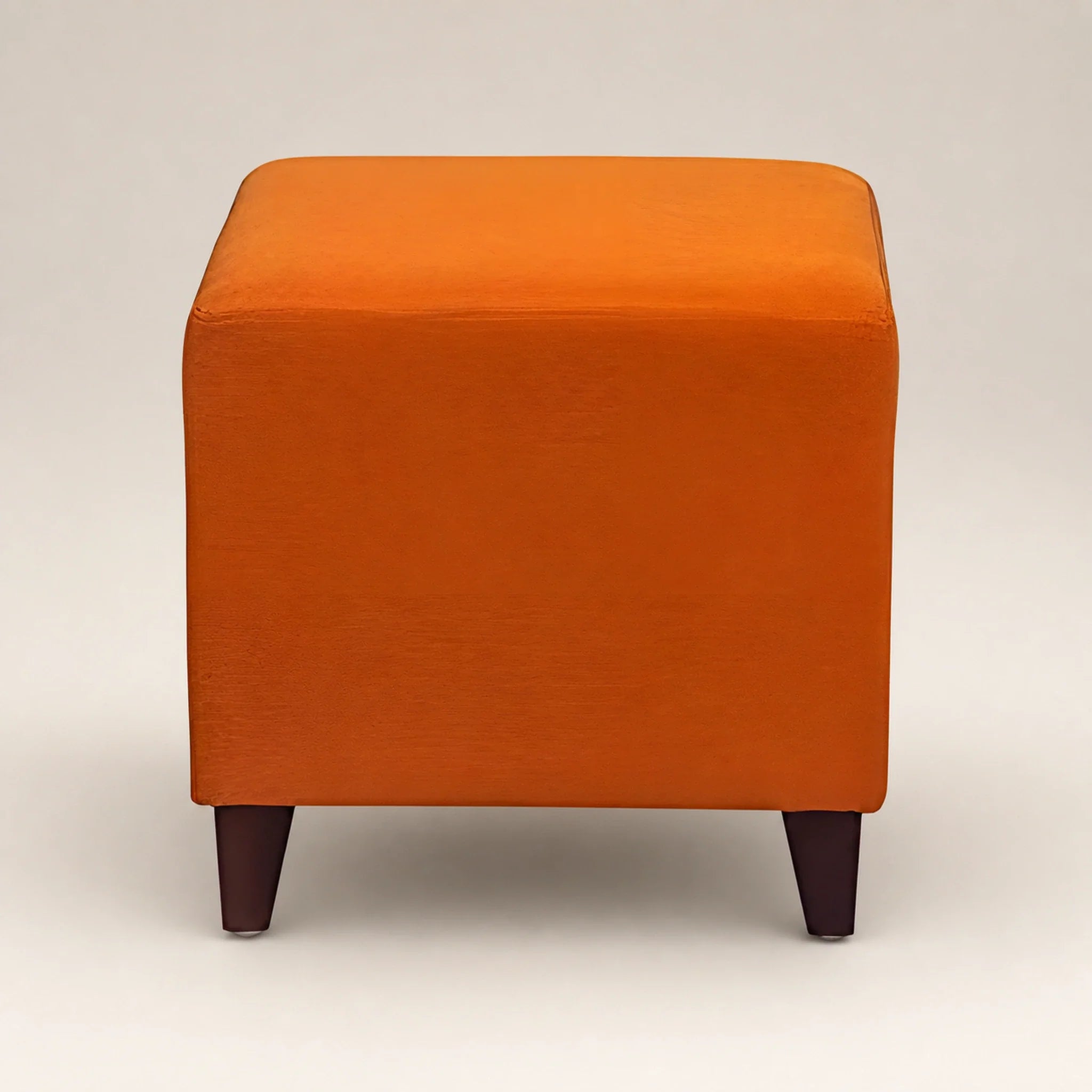 Joveco Orange (16.1"H) storage ottoman – warm studio front view#Color_Orange (16.1"H)