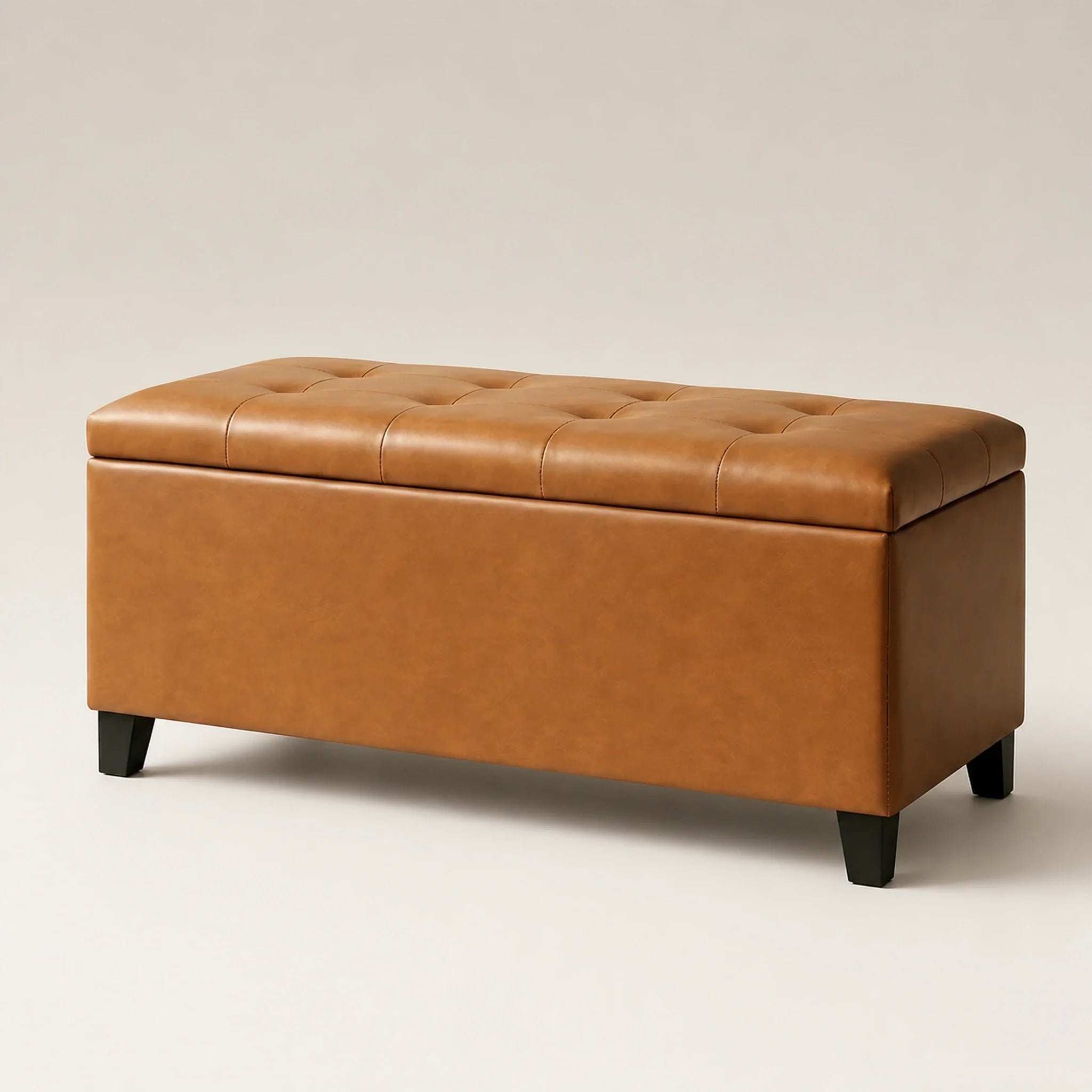 ASense Brown storage ottoman – warm studio front view