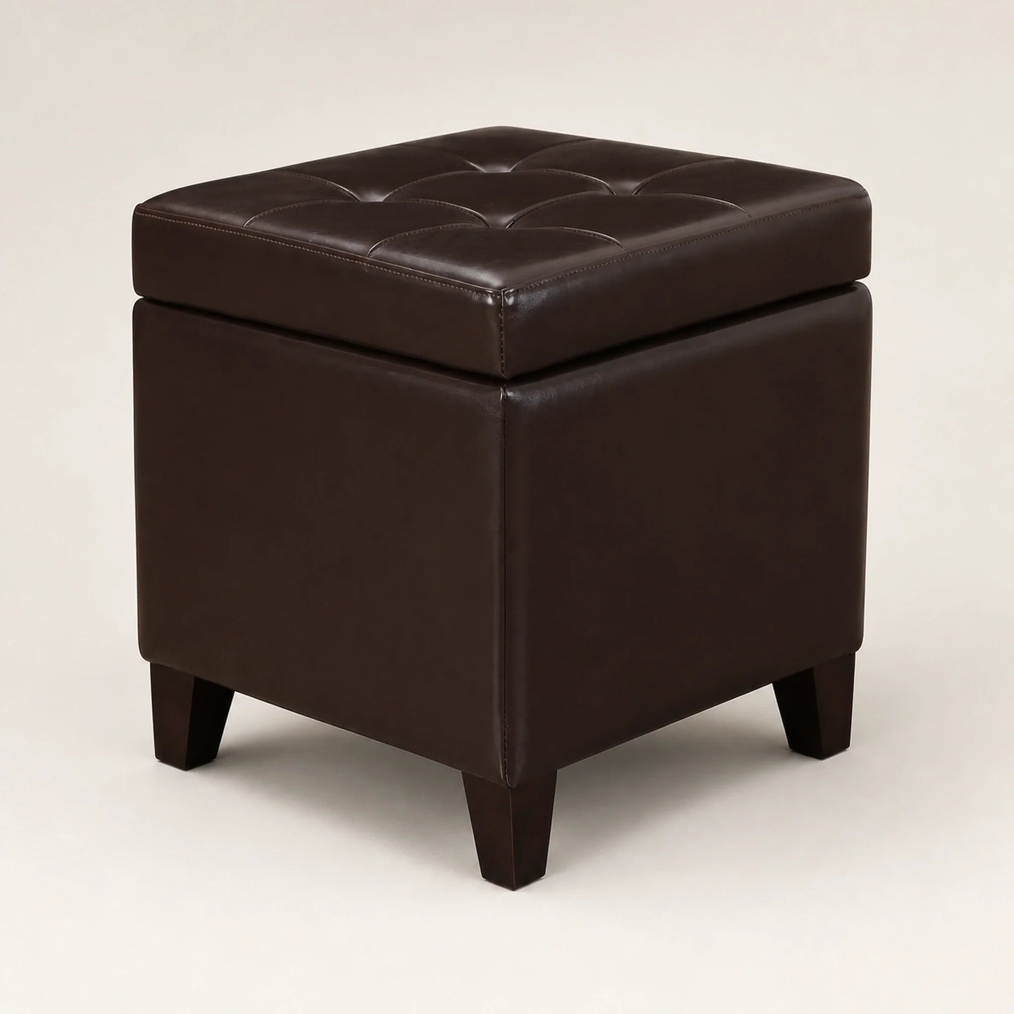 Decent Home Brown storage ottoman – warm studio front view#Color_Brown