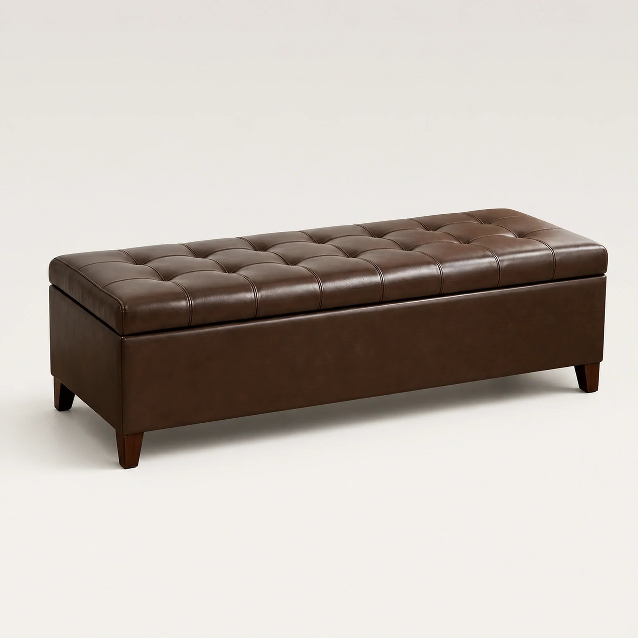 ASense Brown storage ottoman – warm studio front view
