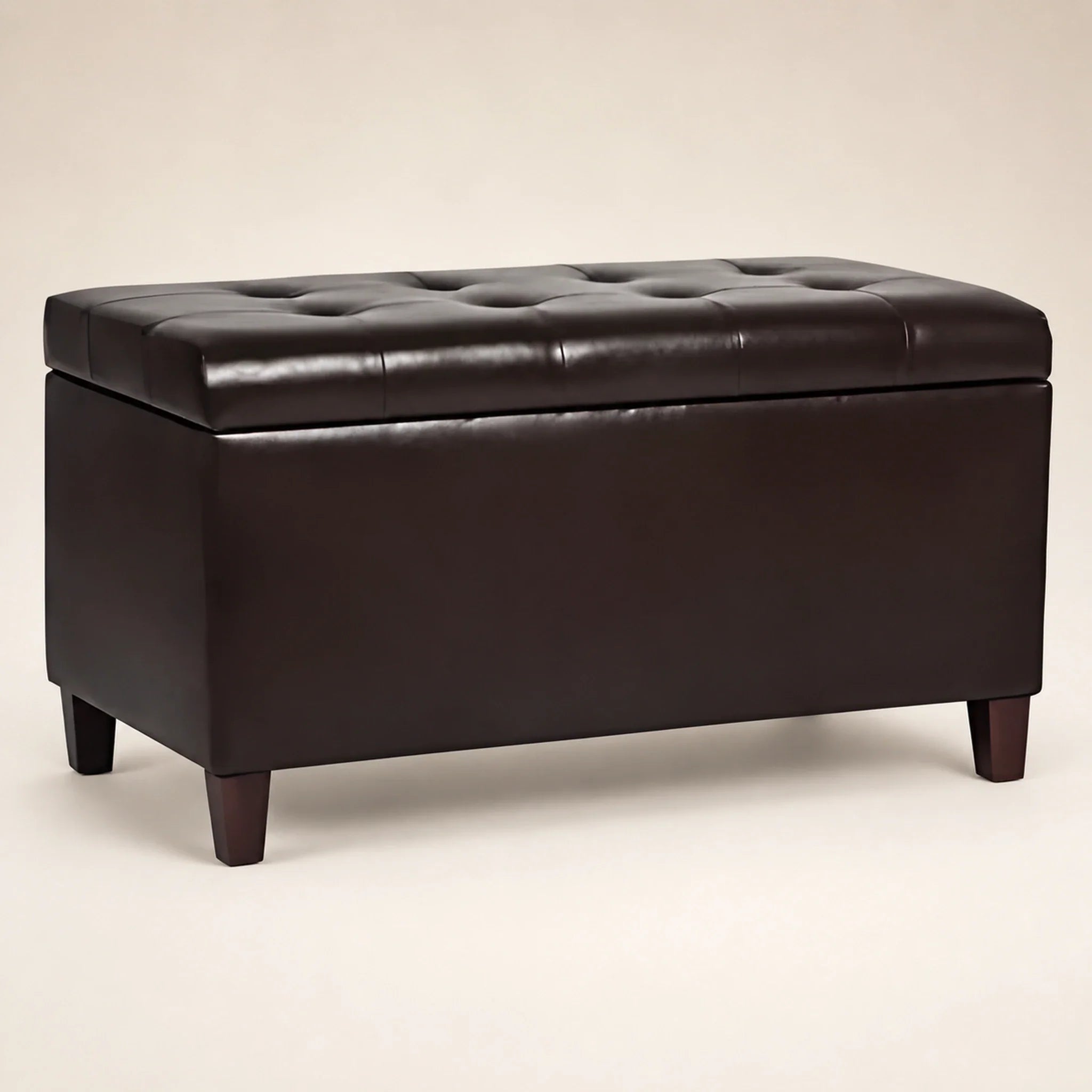 Joveco Brown storage ottoman – warm studio front view#Color_Brown