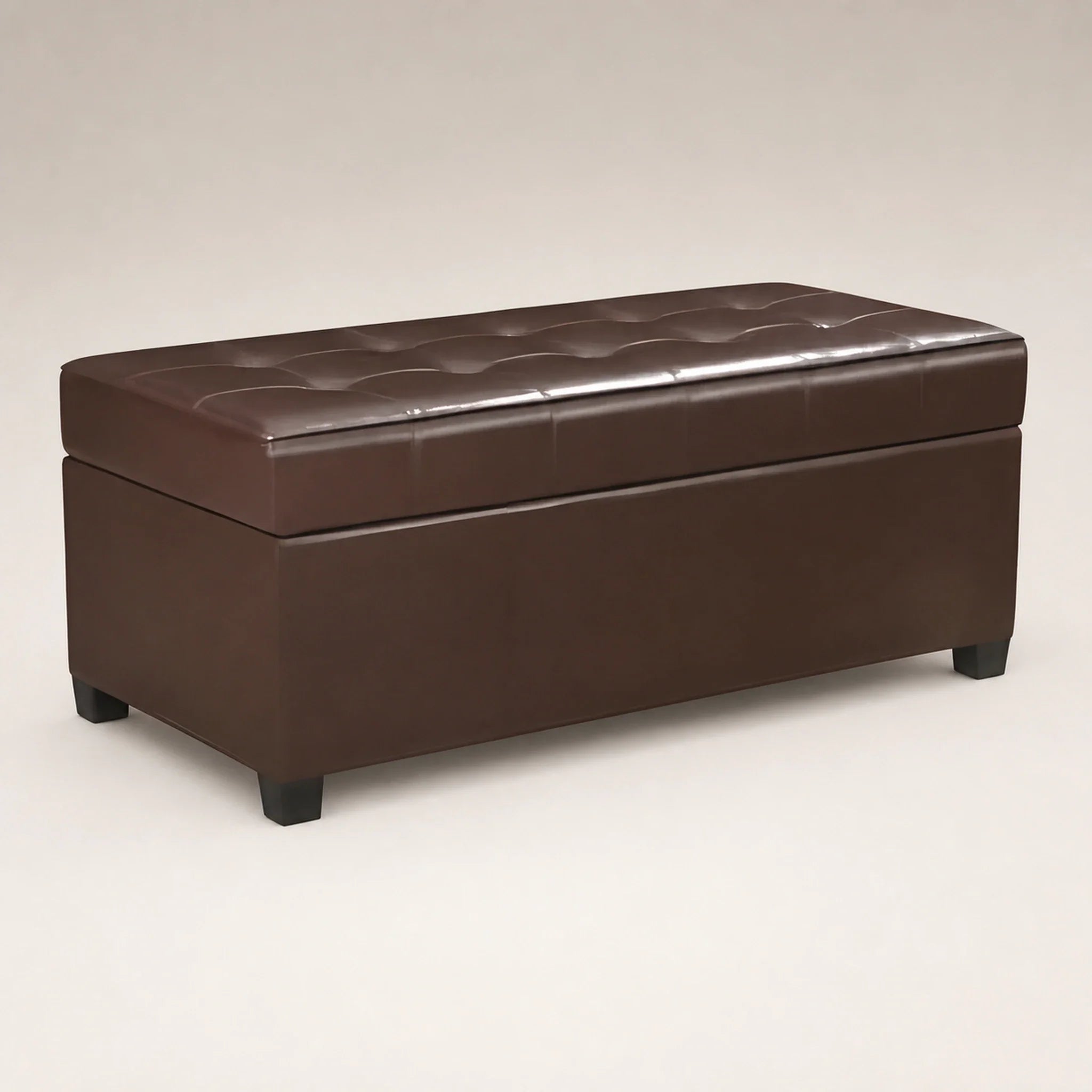 ASense Dark Brown storage ottoman – warm studio front view#Color_Dark Brown