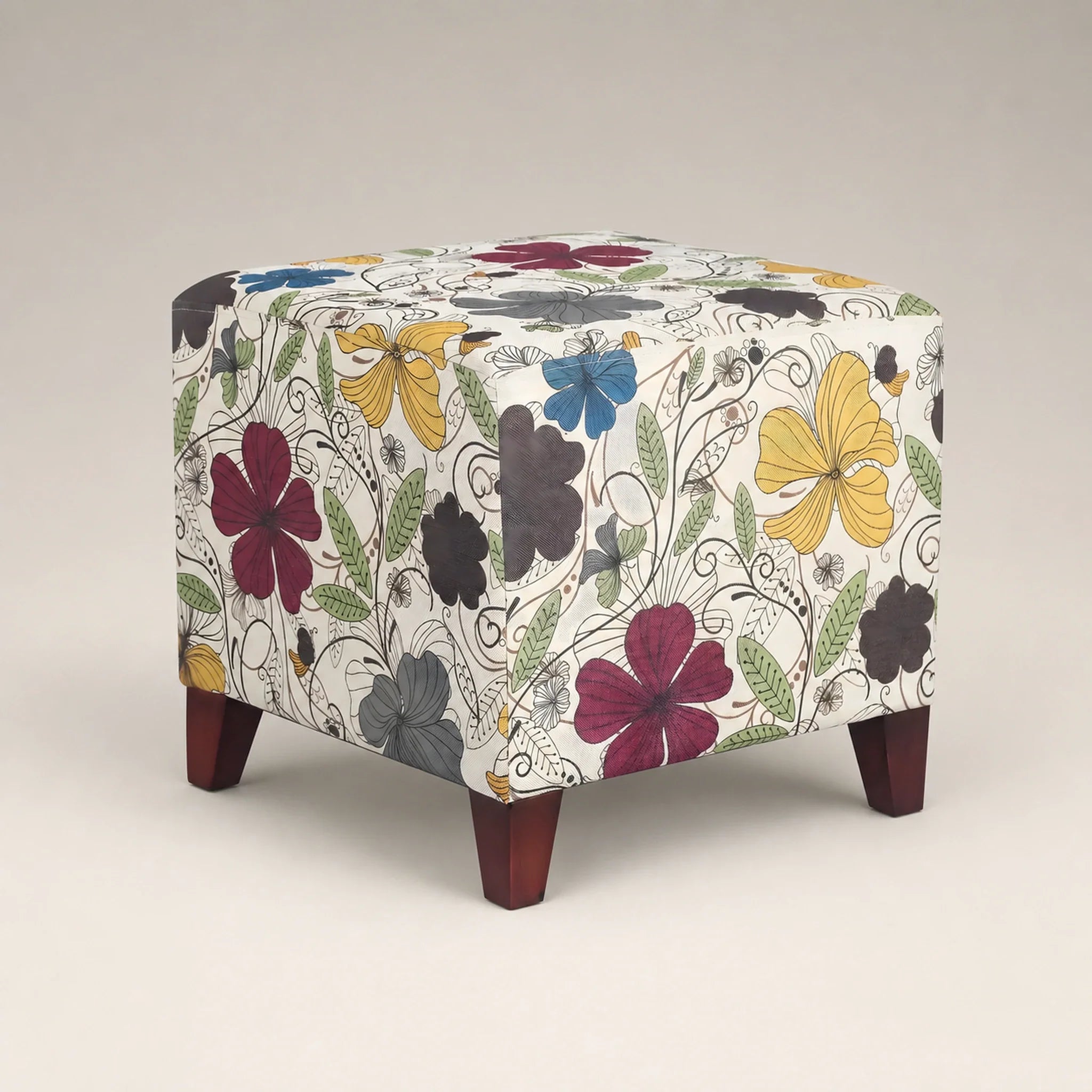 Joveco Colorful Printing storage ottoman – warm studio front view
