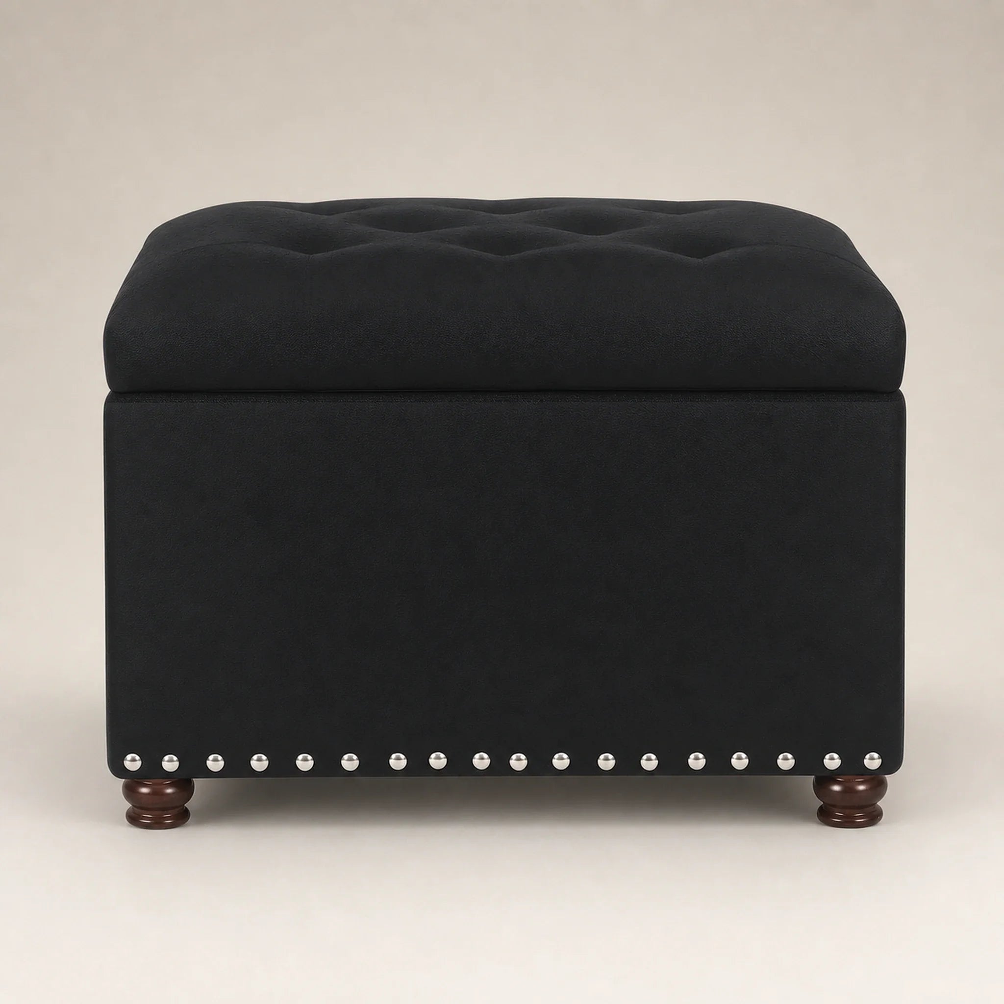 Joveco Line Black storage ottoman – warm studio front view#Color_Line Black