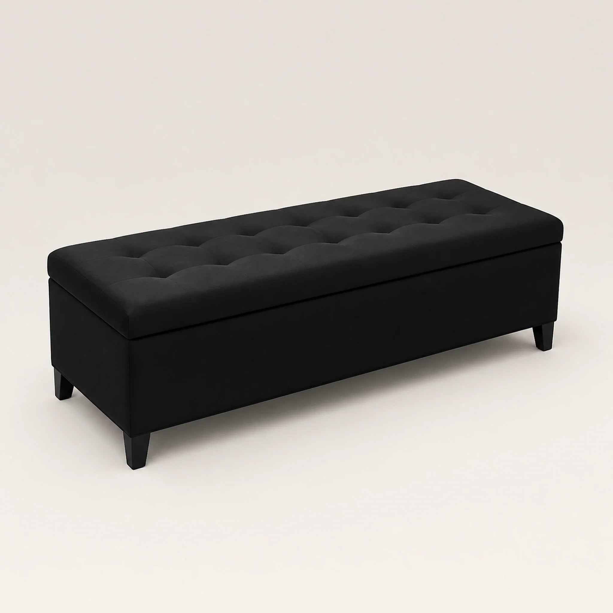 Joveco Line Black storage ottoman – warm studio front view