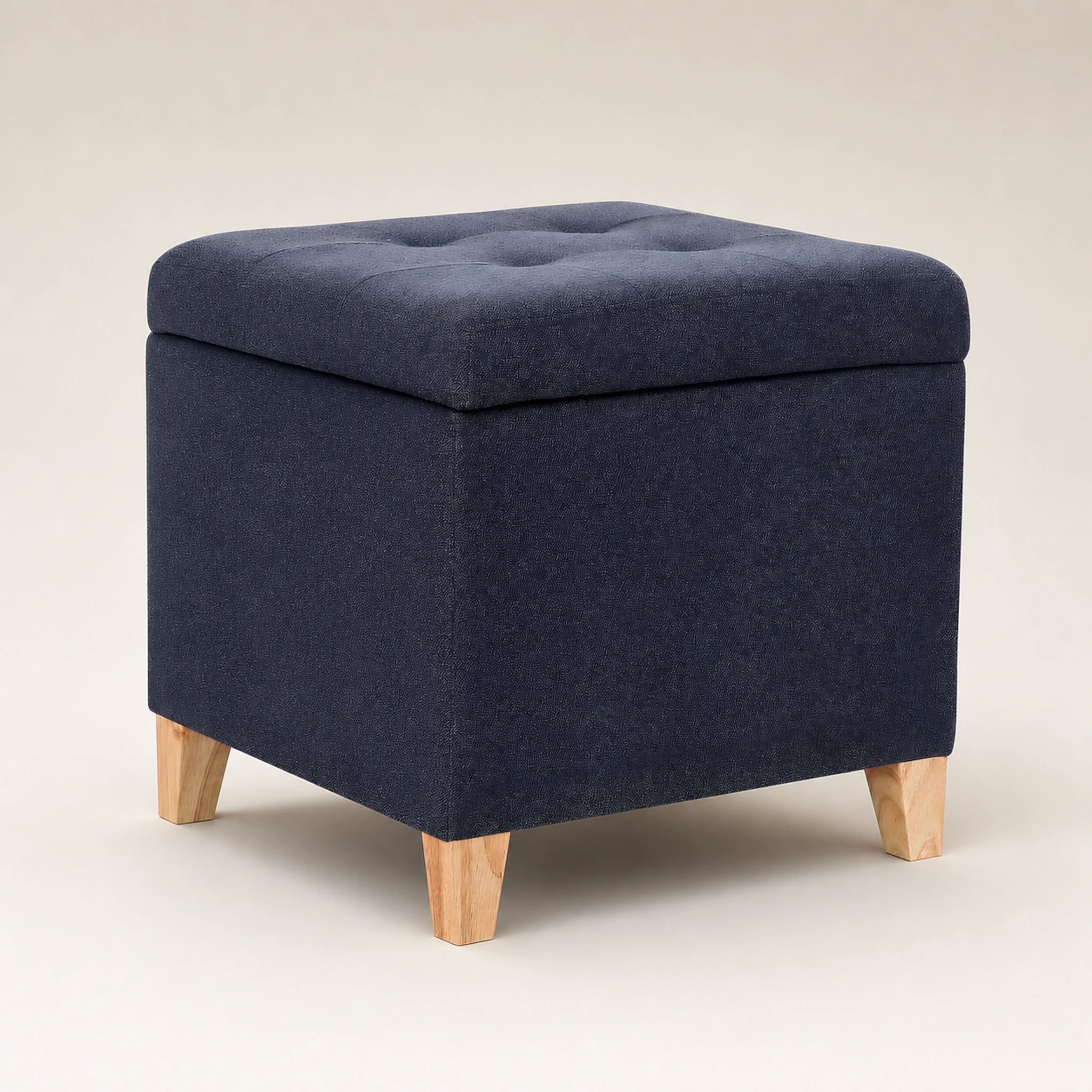 Beringia Dark Gray linen 17.5-inch storage ottoman – warm studio front view