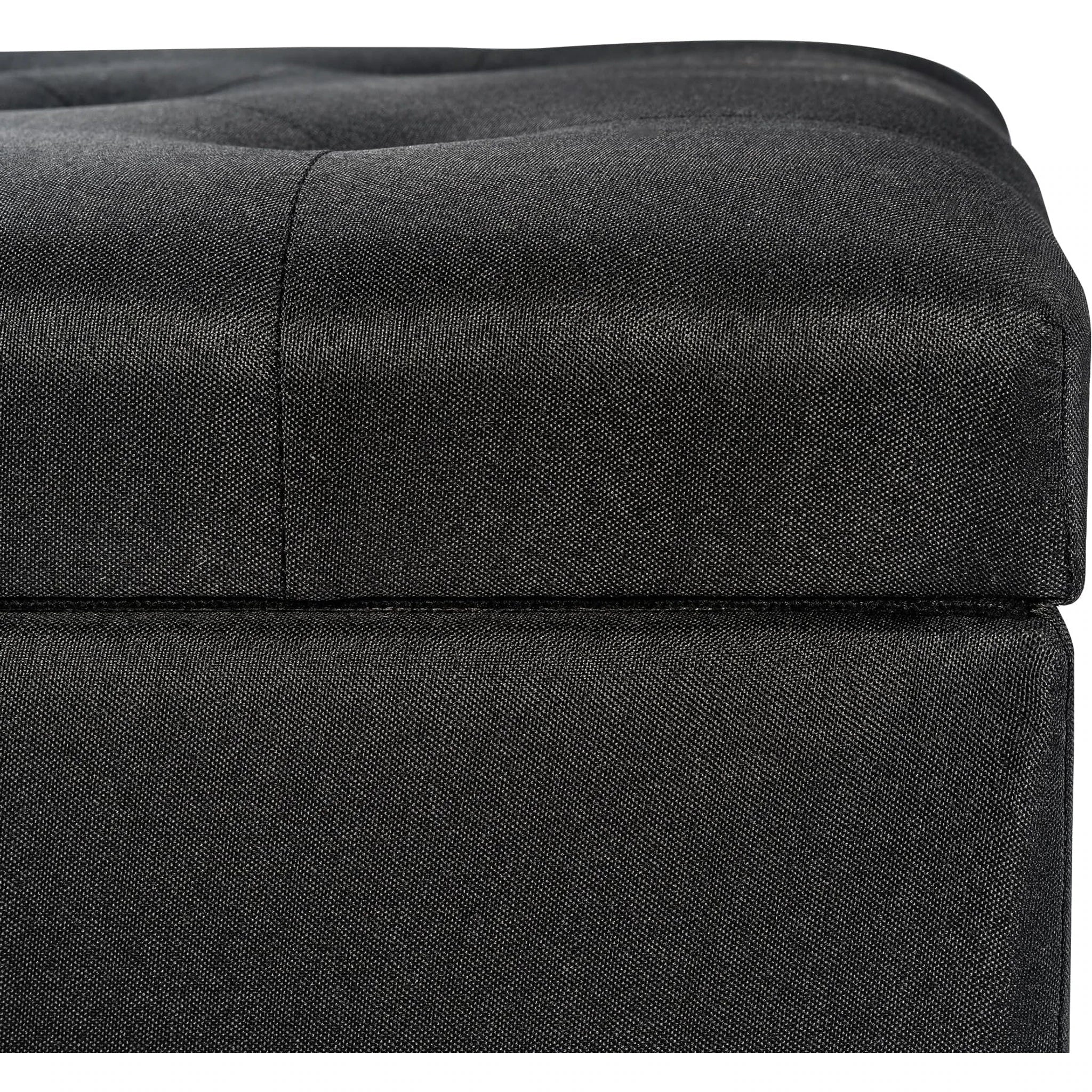 Decent Home Black Tufted Linen Storage Ottoman – detail and materials view