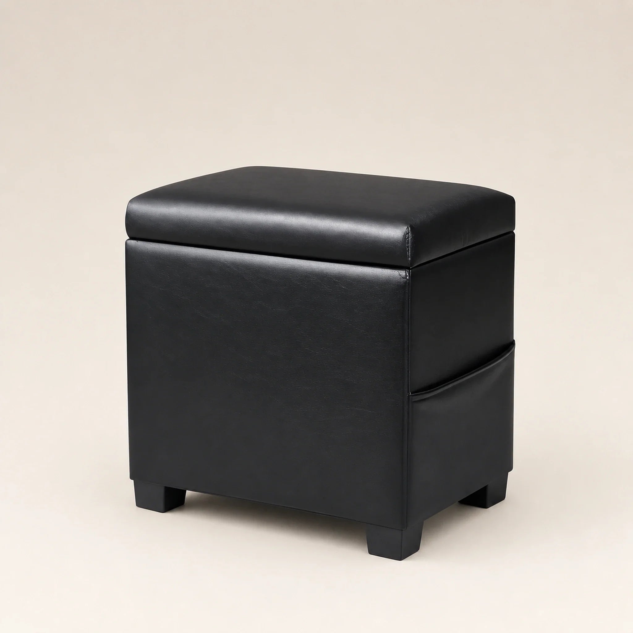 Decent Home Black With Legs storage ottoman – warm studio front view#Color_Black With Legs