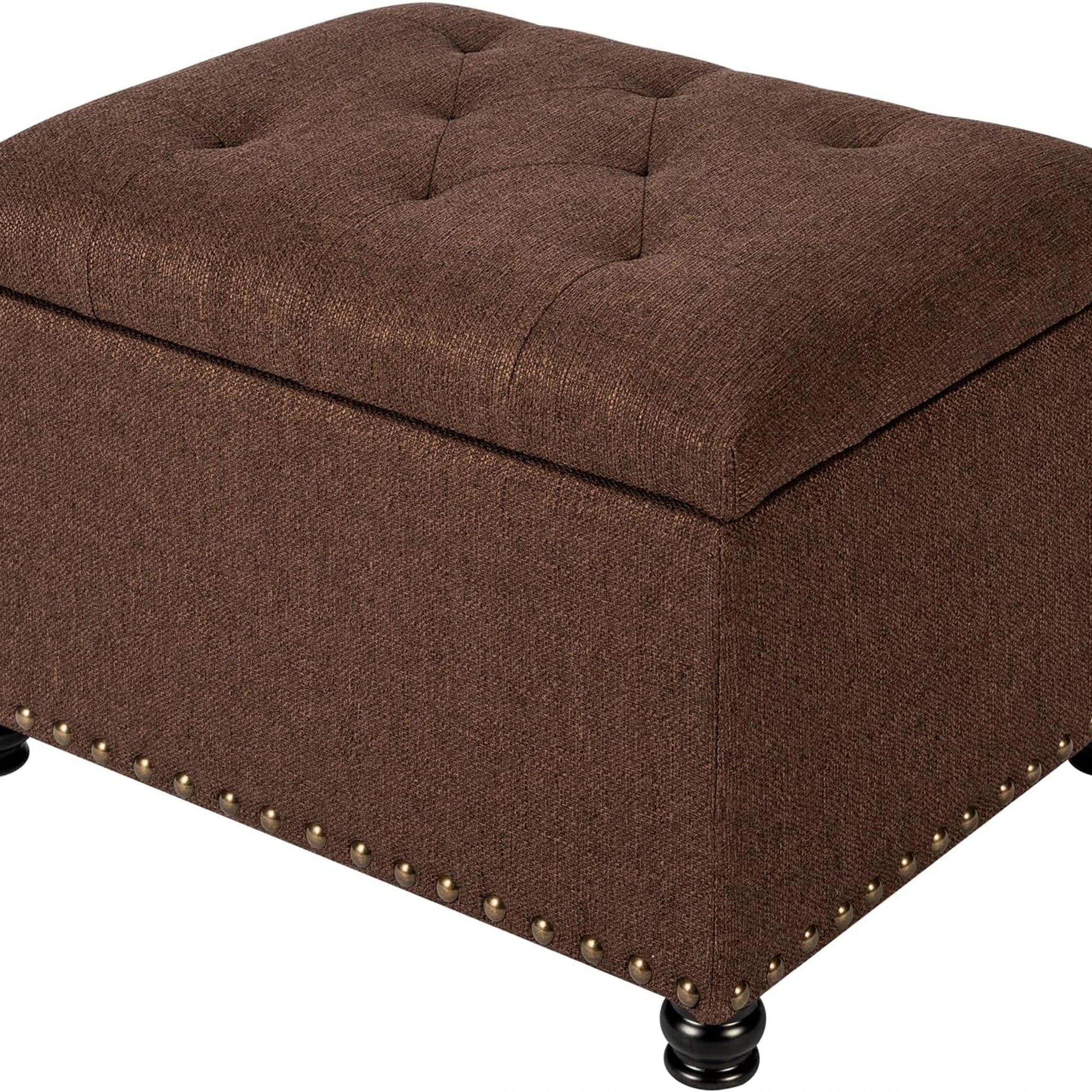 Decent Home Coffee Brown Fabric Storage Ottoman – styled home scene