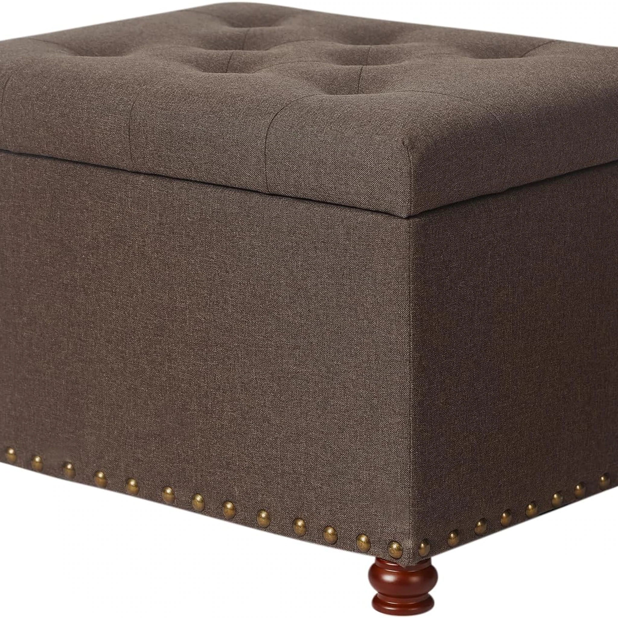 Decent Home Coffee Tufted Linen Storage Ottoman – styled home scene