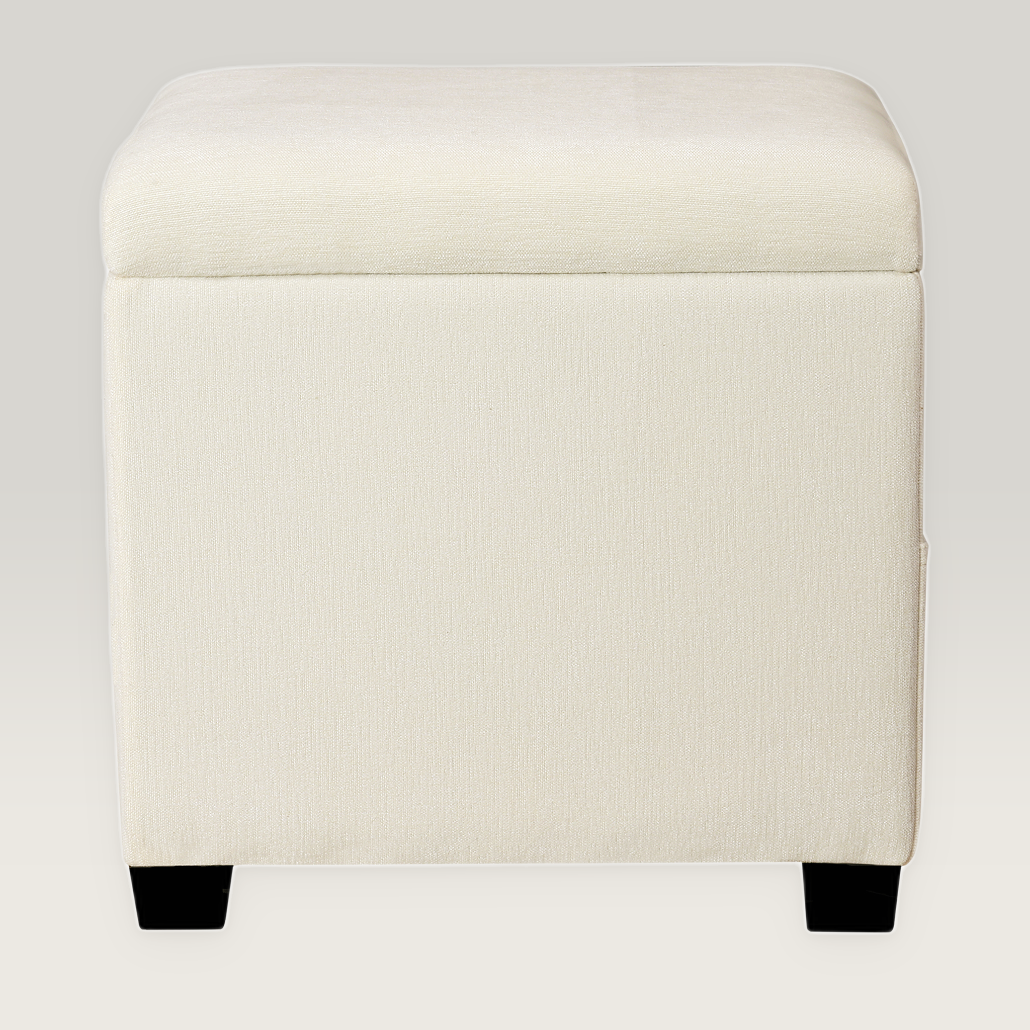 Decent Home 16 Inch Cream Faux Leather Storage Ottoman With Tray