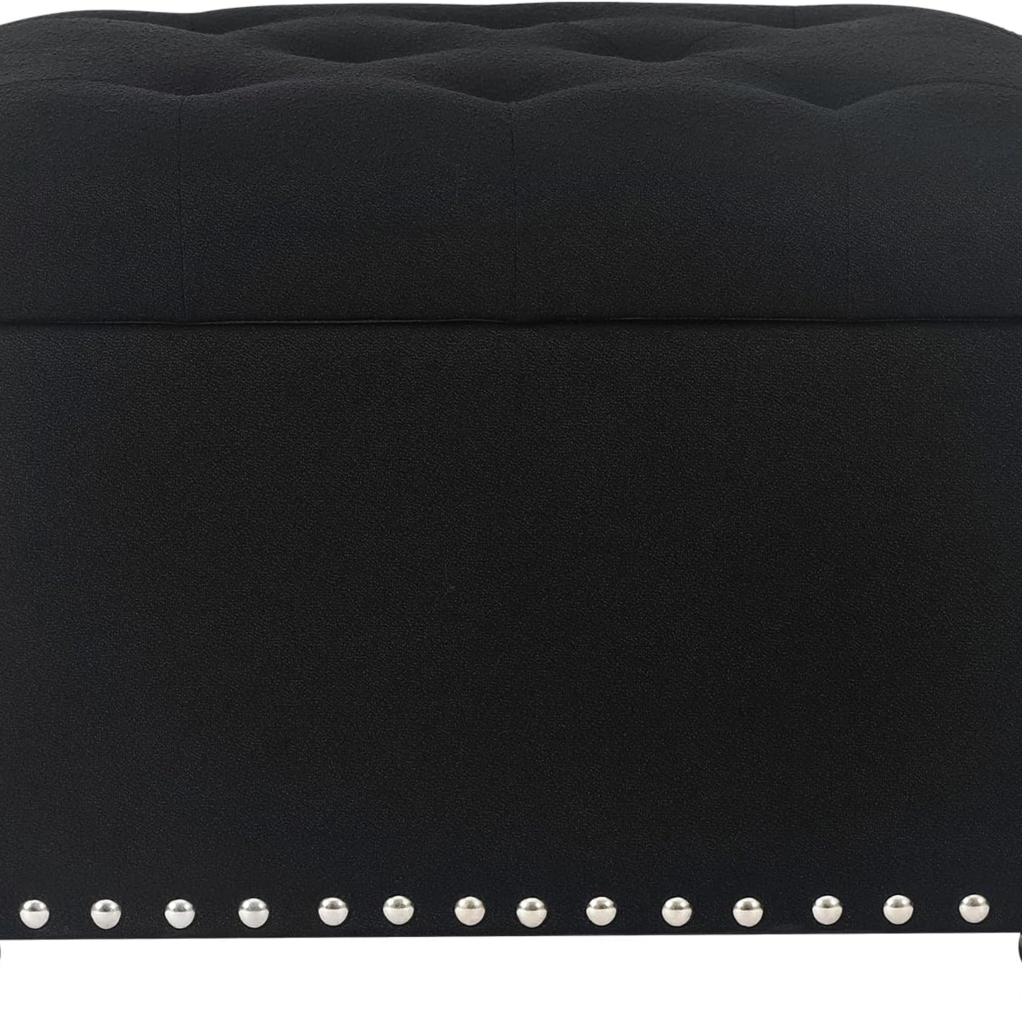 Decent Home Dark Black Fabric Storage Ottoman – styled home scene