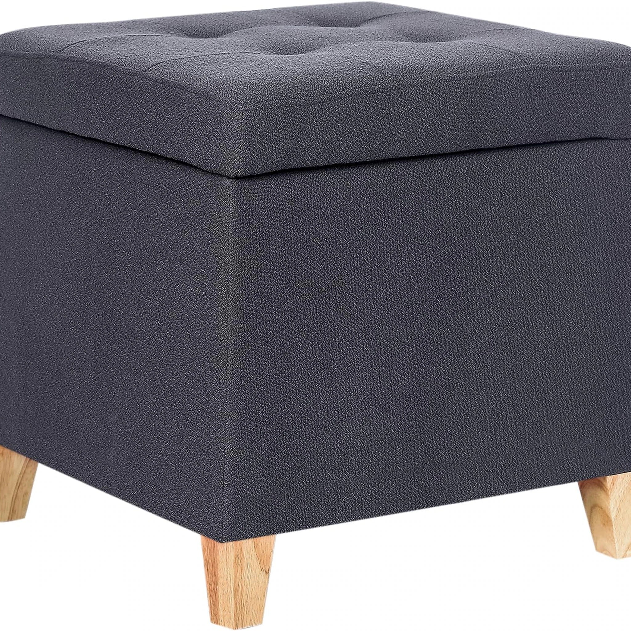 Decent Home Dark Gray Tufted Fabric Storage Ottoman – styled home scene