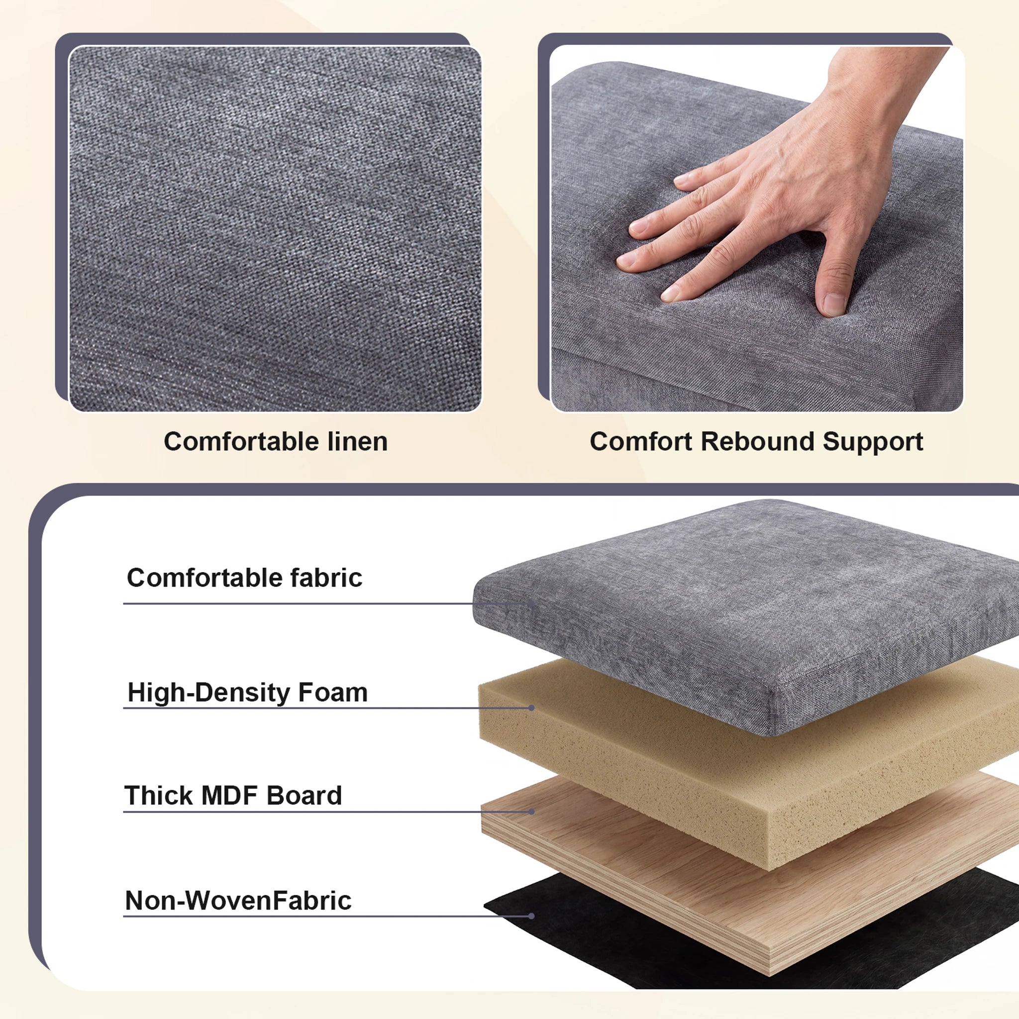 Decent Home Gray With Legs Storage Ottoman with Tray & Side Pocket – product detail view