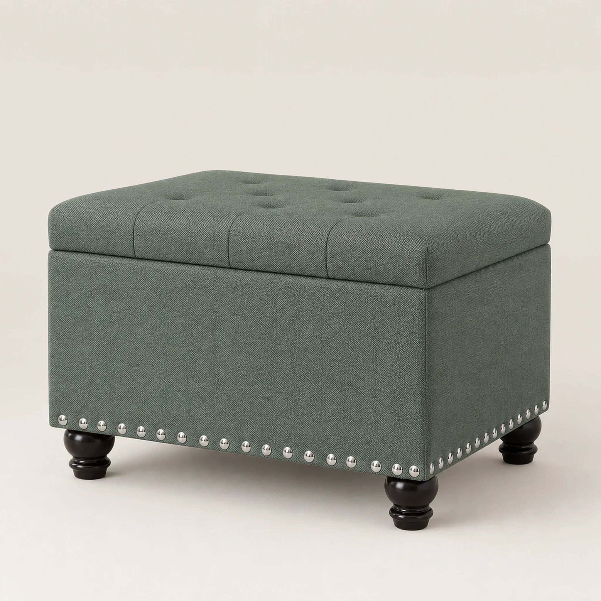 Decent Home Green storage ottoman – warm studio front view#Color_Green