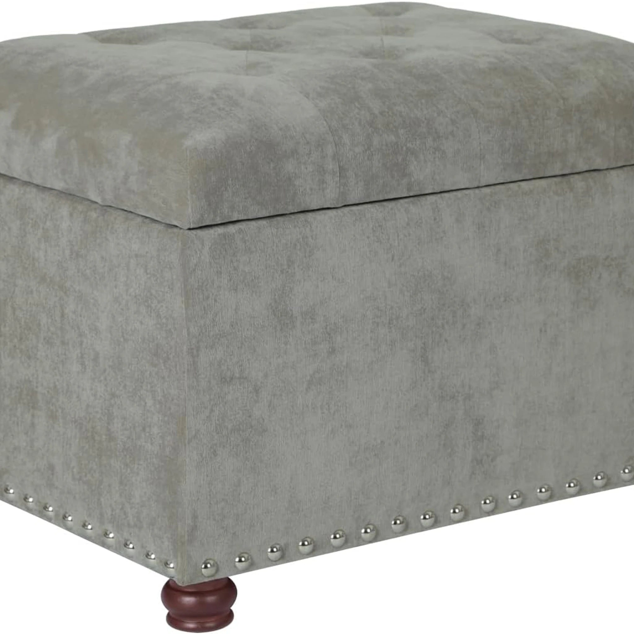 Decent Home Light Gray Fabric Storage Ottoman – styled home scene