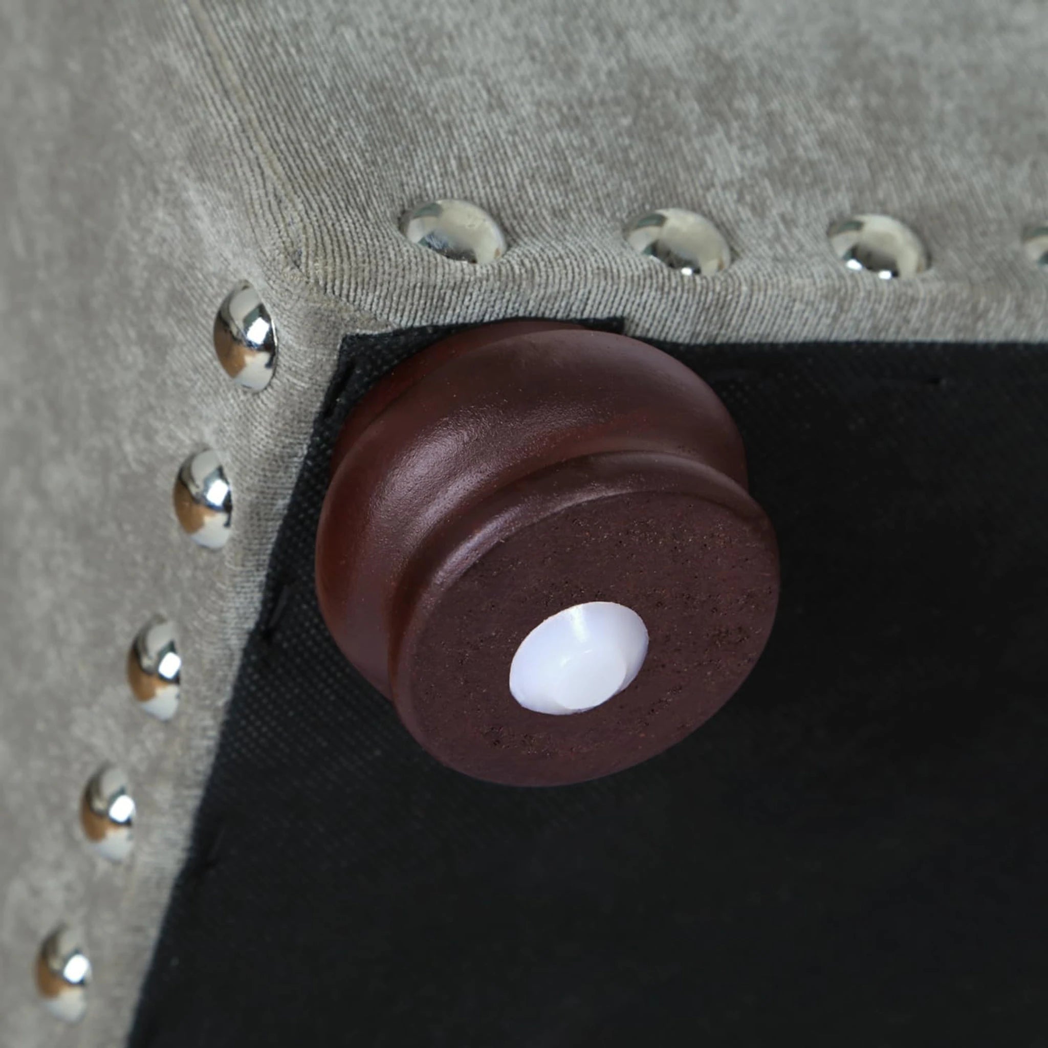 Decent Home Light Gray Fabric Storage Ottoman – detail and materials view