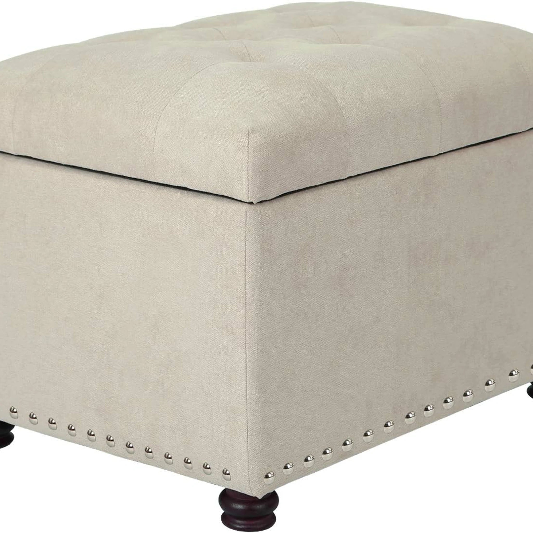 Decent Home Premium Beige Tufted Fabric Storage Ottoman – styled home scene