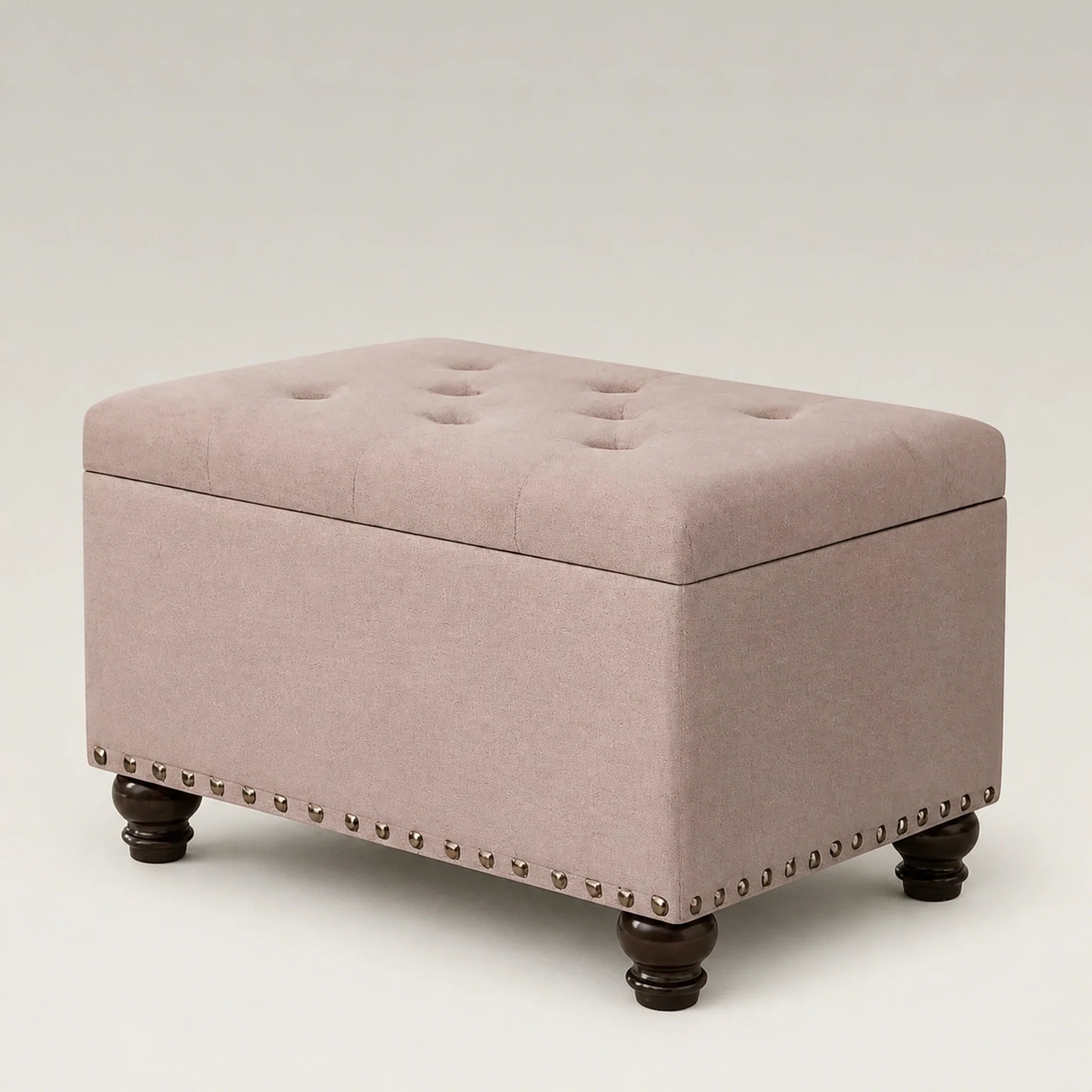 Decent Home Taupe storage ottoman – warm studio front view#Color_Taupe