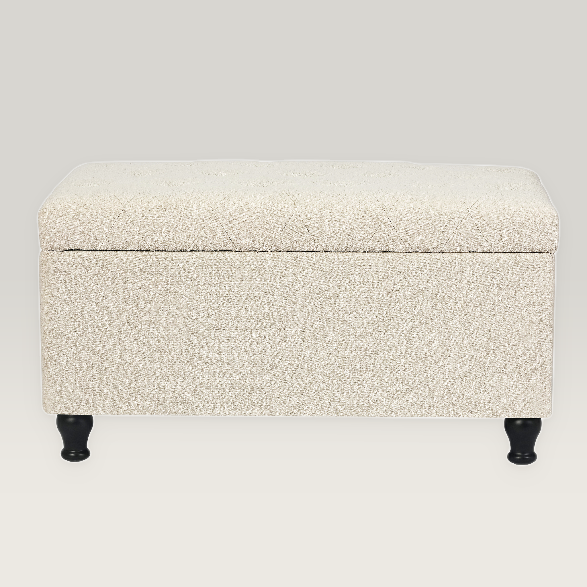 Deco 32 Inch Beige Fabric Storage Ottoman