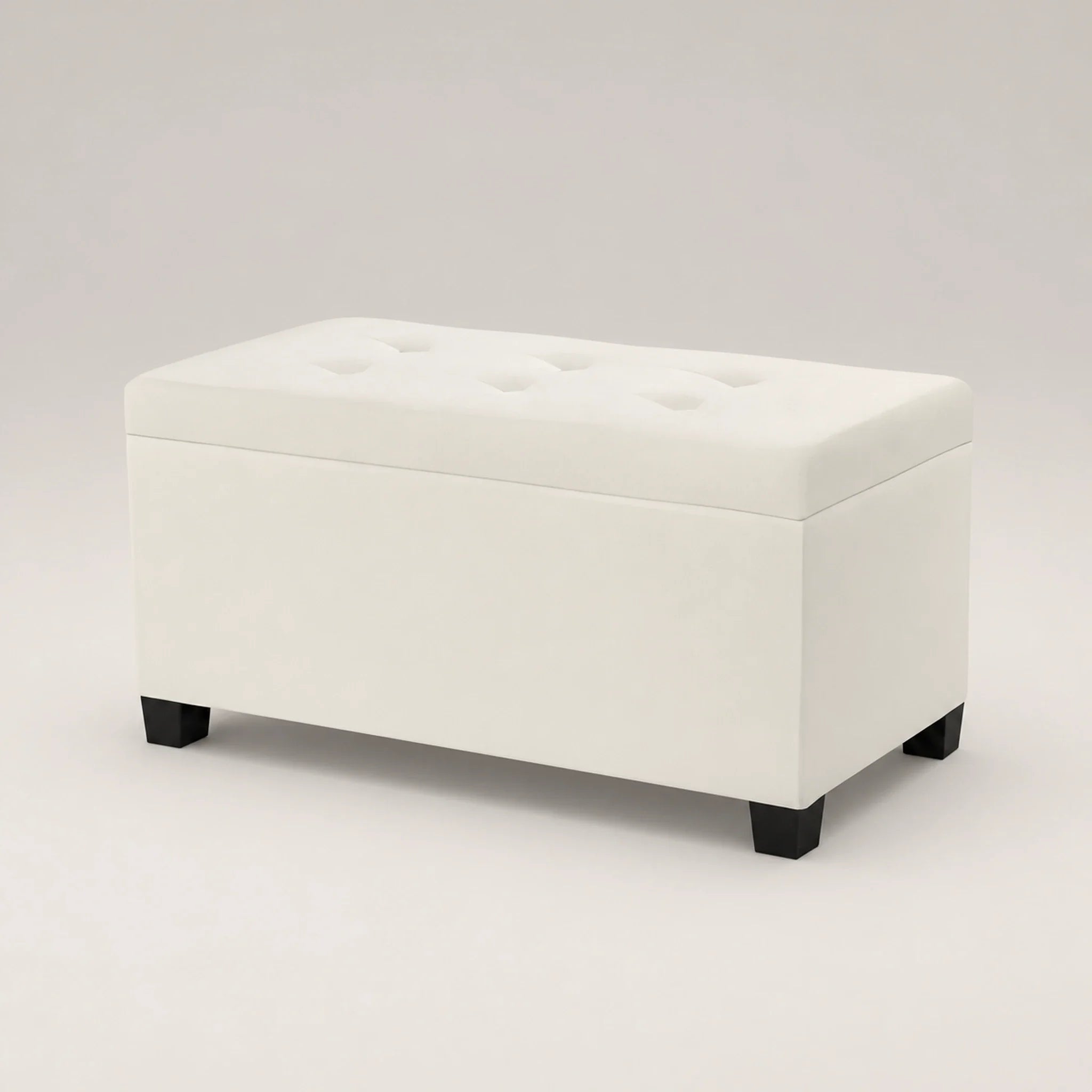 Deco Beige storage ottoman – warm studio front view