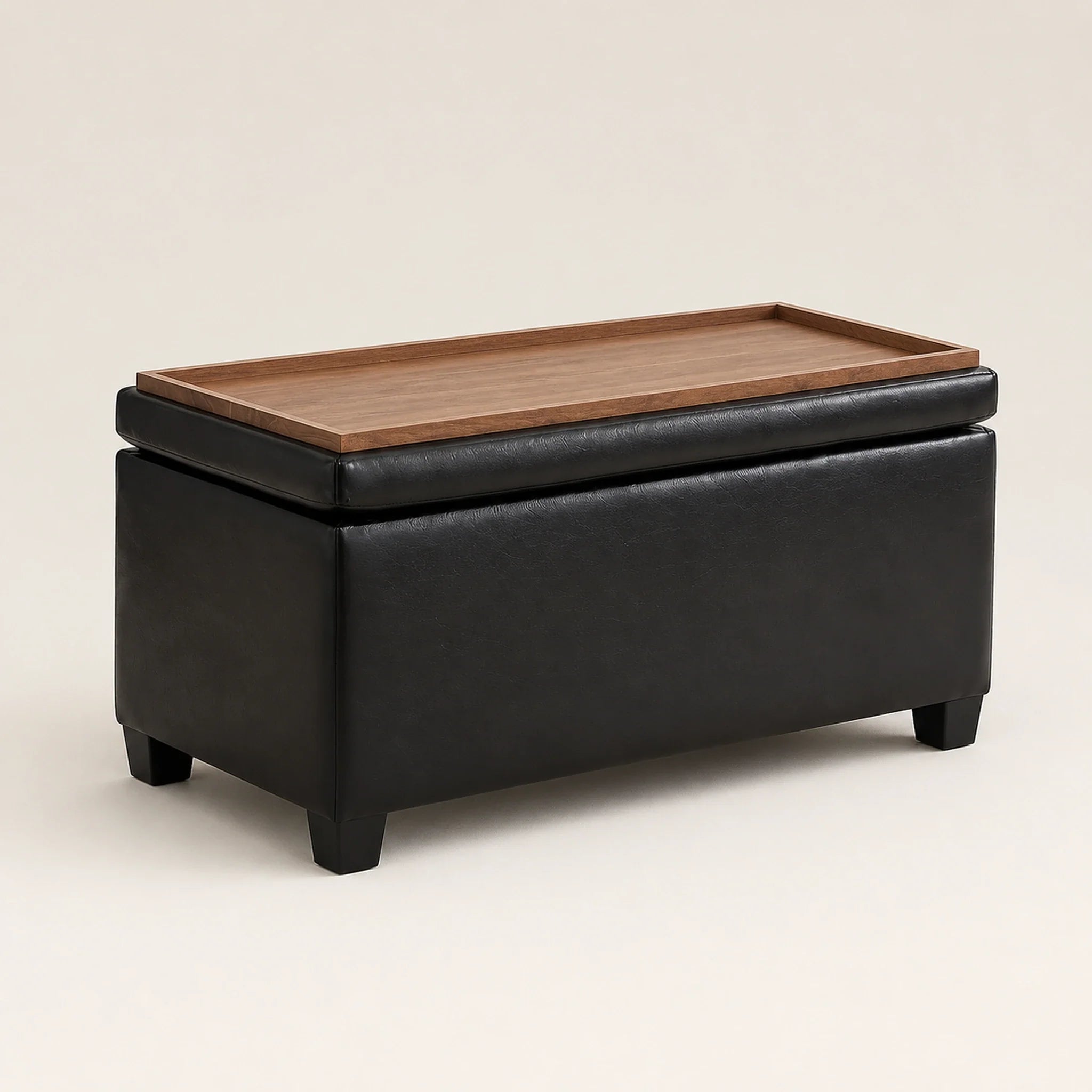 Deco Black storage ottoman – warm studio front view#Color_Black