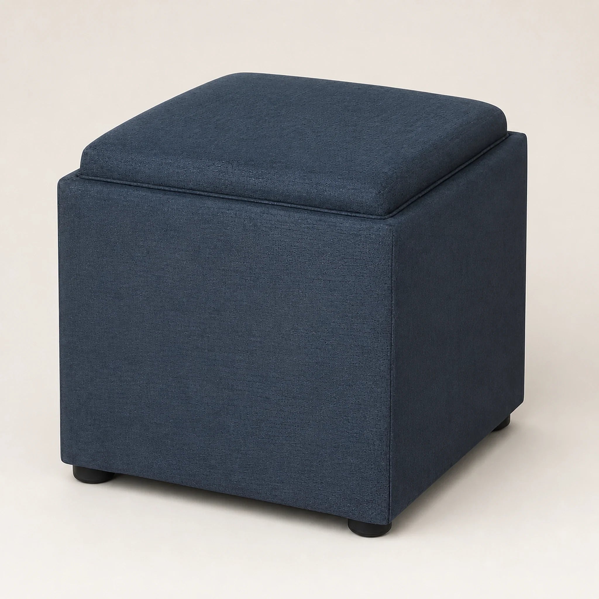 Adeco Denim Gray With Tray storage ottoman – warm studio front view
