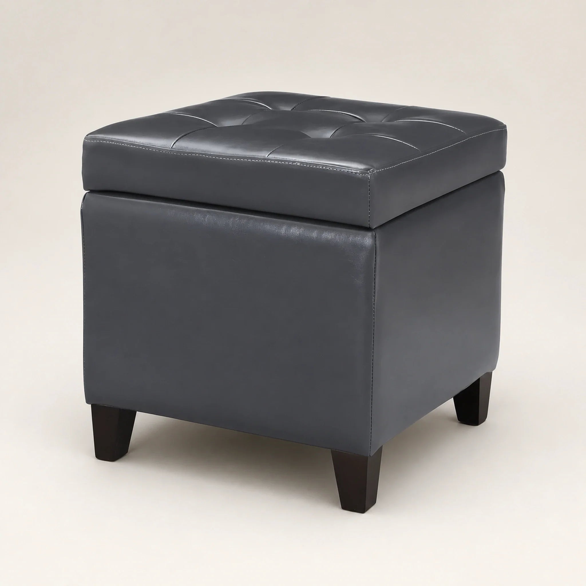 Decent Home Grey Cement storage ottoman – warm studio front view#Color_Grey Cement