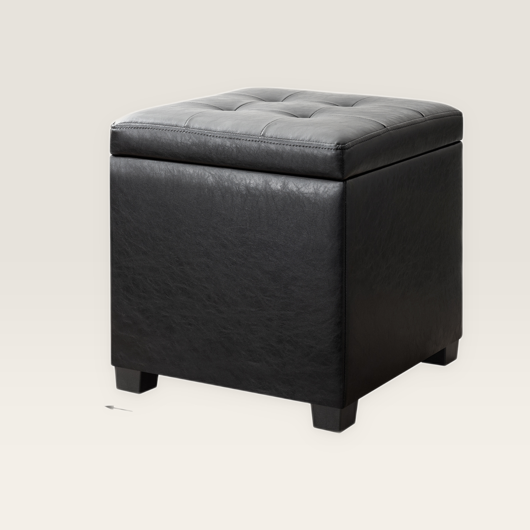Edeco Black storage ottoman – warm studio front view#Color_Black