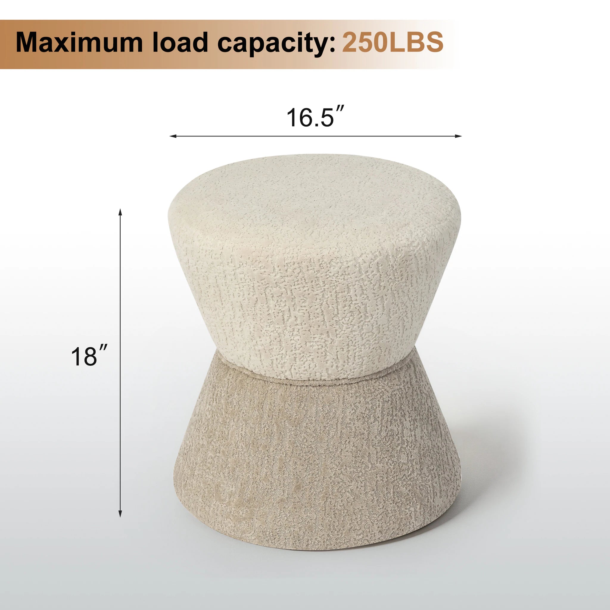Edeco Camel Fabric Rectangular Footstool – product view
