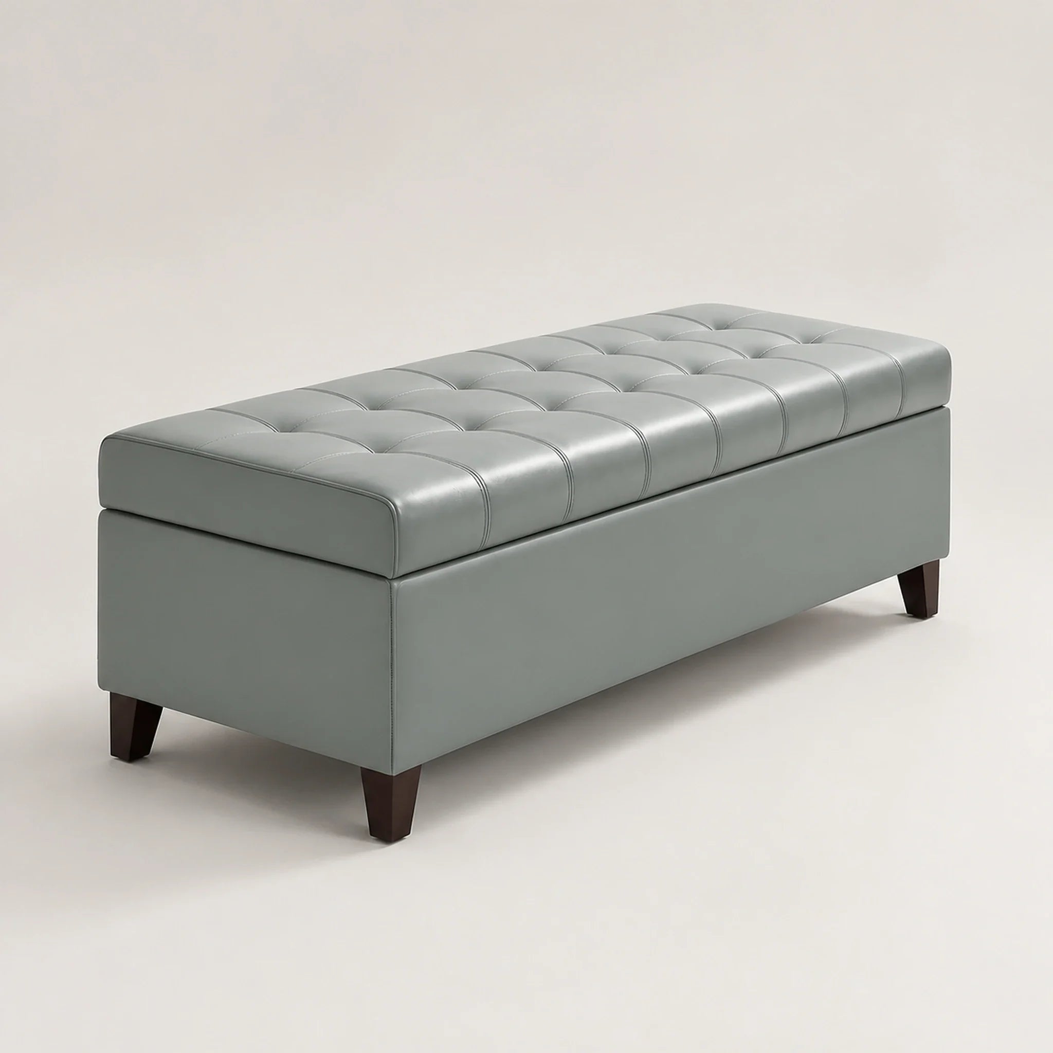 Deco Gray Green storage ottoman – warm studio front view#Color_Gray Green