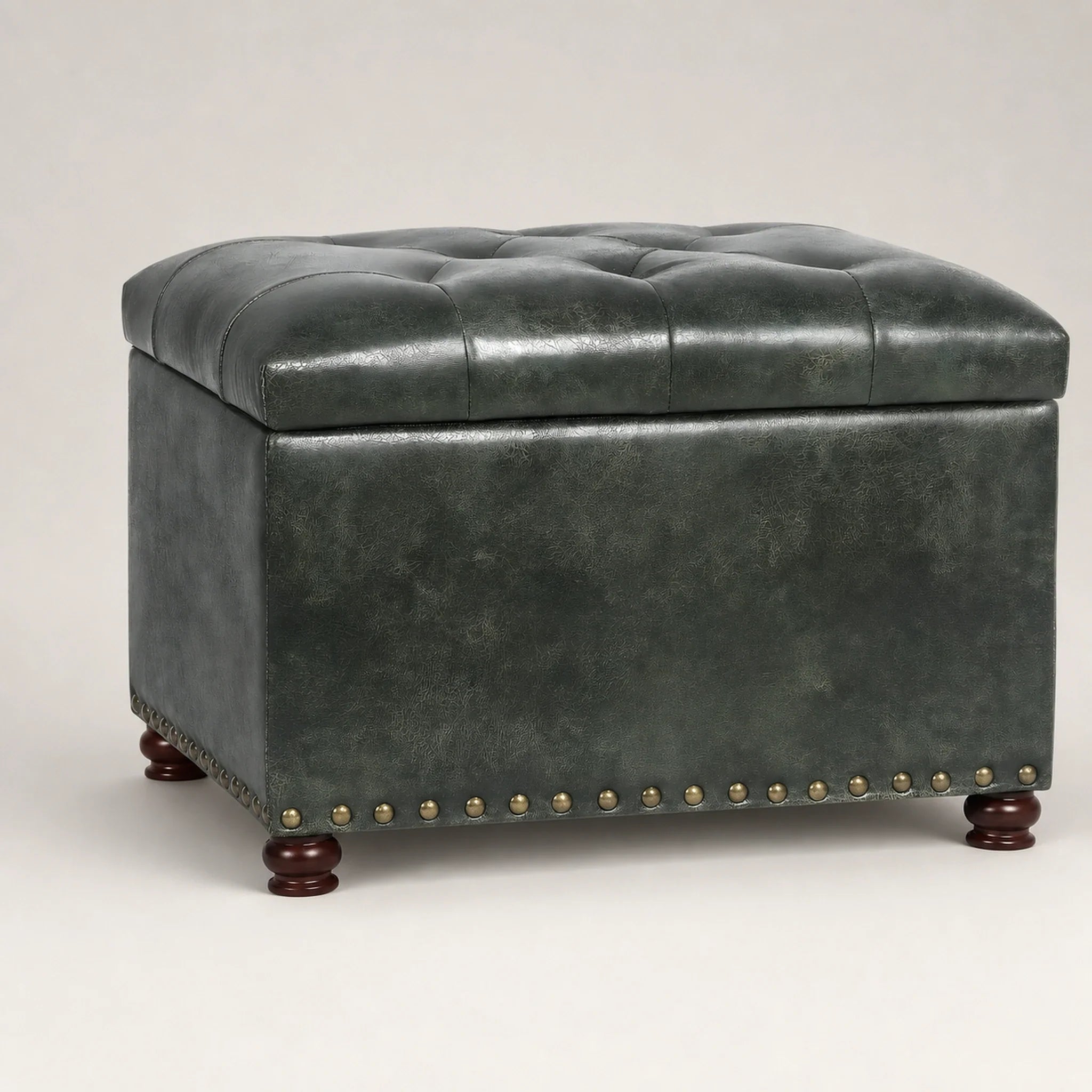 Joveco Black Green storage ottoman – warm studio front view#Color_Black Green