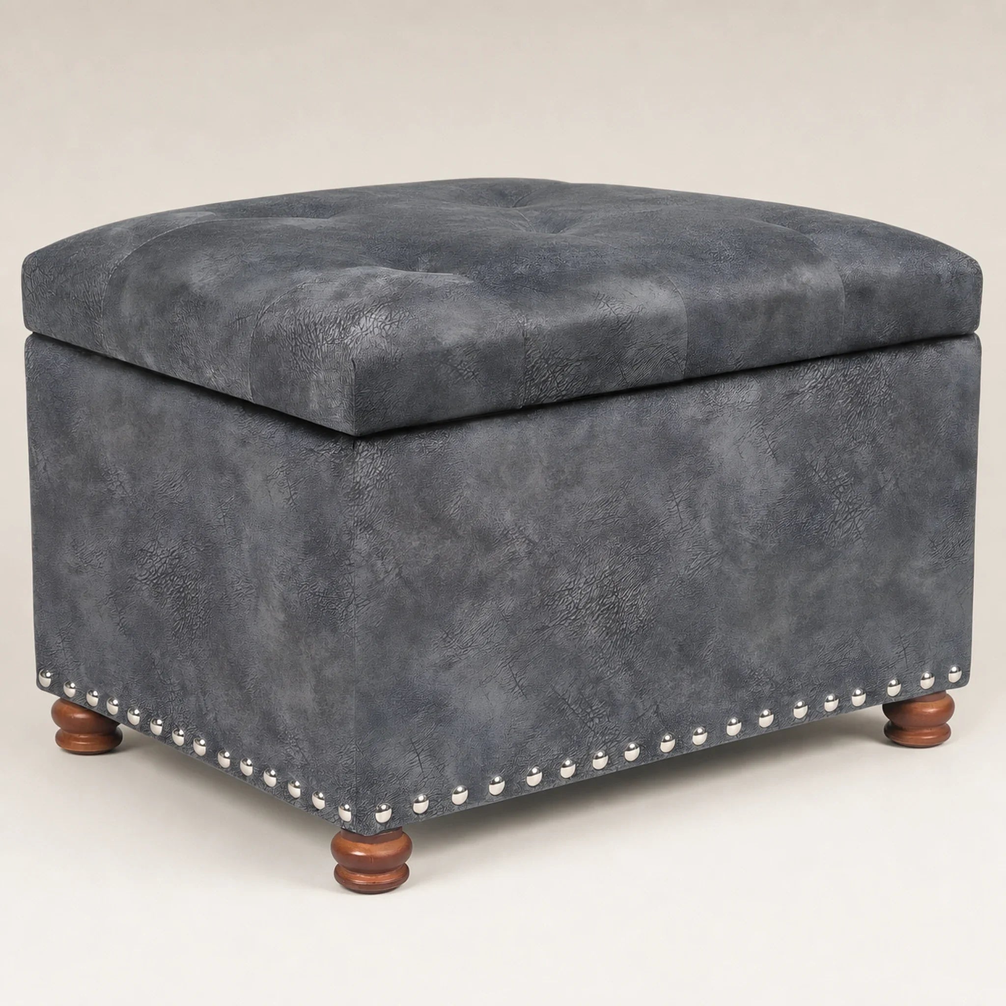Joveco Gray storage ottoman – warm studio front view#Color_Gray