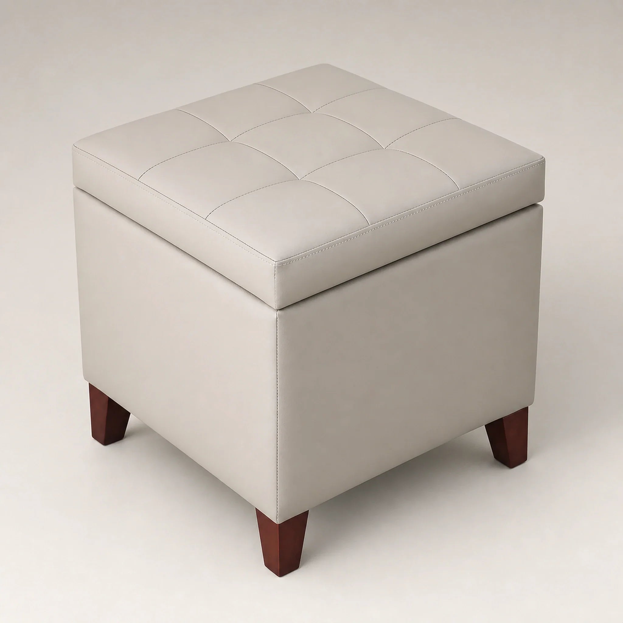 Homebeez Grey storage ottoman – warm studio front view#Color_Grey