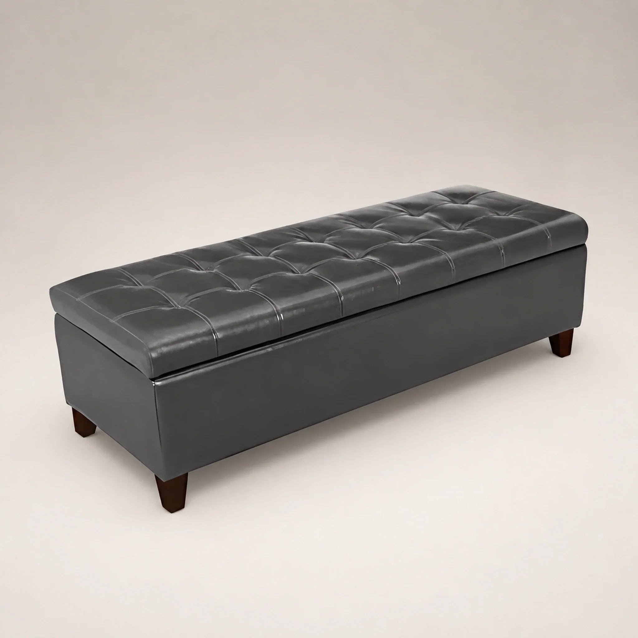 Joveco Dark Gray storage ottoman – warm studio front view#Color_Dark Gray