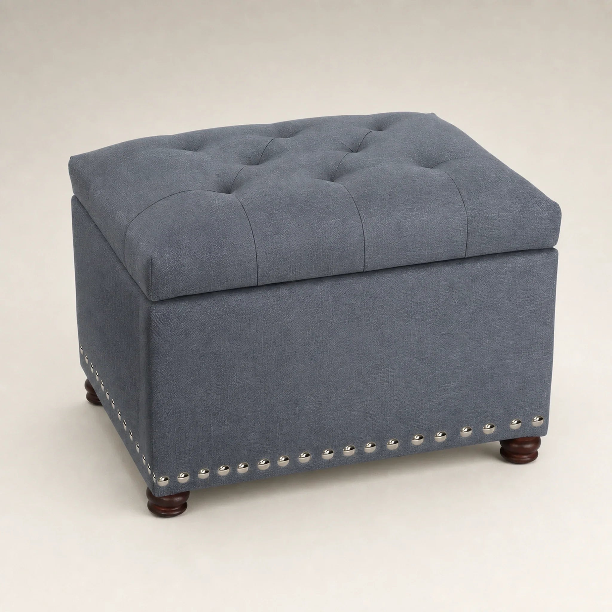 Joveco Grey storage ottoman – warm studio front view#Color_Grey