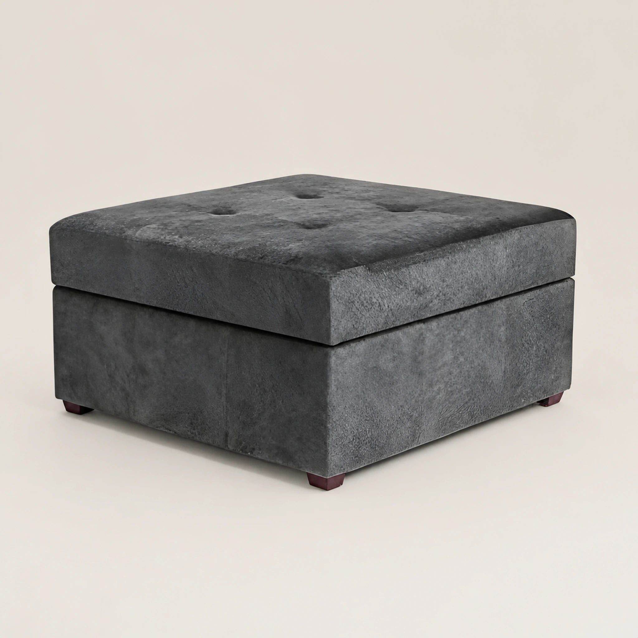Beringia Black Gray faux leather 28.5-inch storage ottoman – warm studio front view