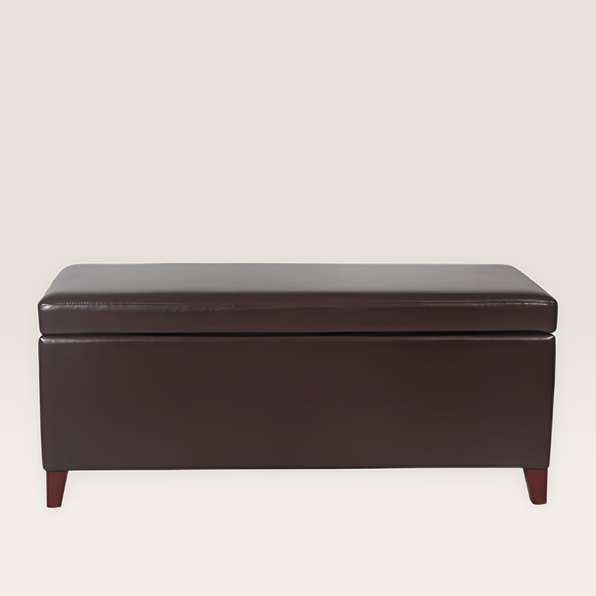 Homebeez 42 Inch Brown Faux Leather Rectangular Storage Ottoman