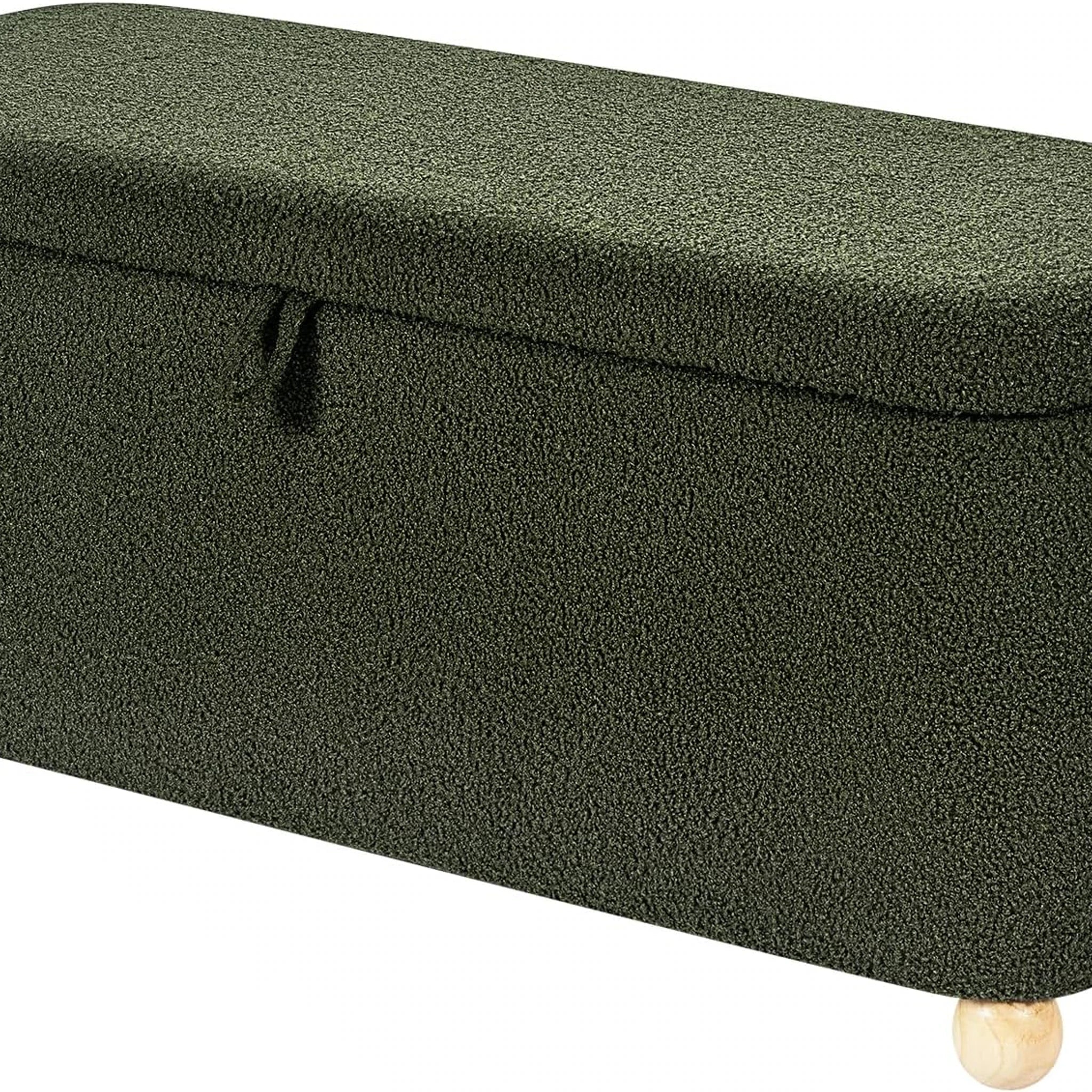 Homebeez Green Fabric Storage Ottoman Bench – styled home scene