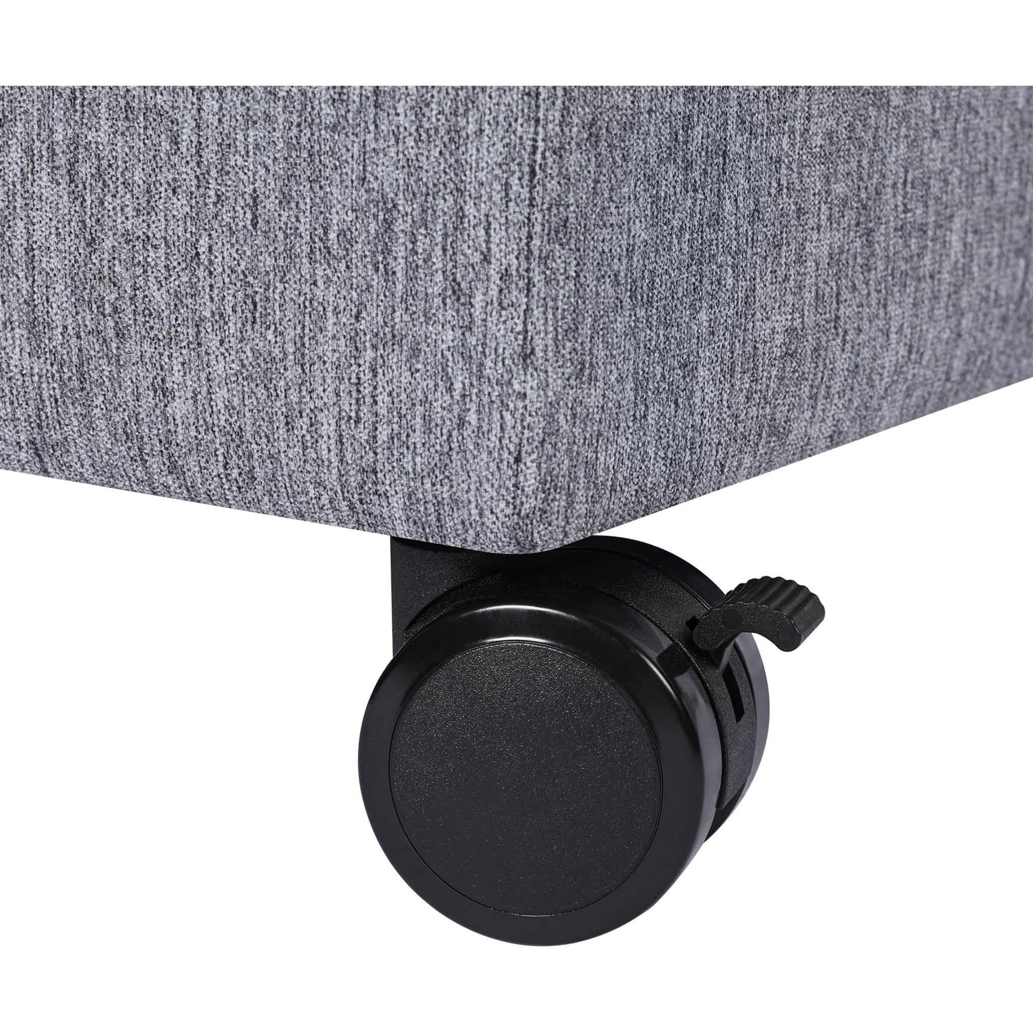 Homebeez Grey & Wheels Fabric Storage Ottoman – detail and materials view