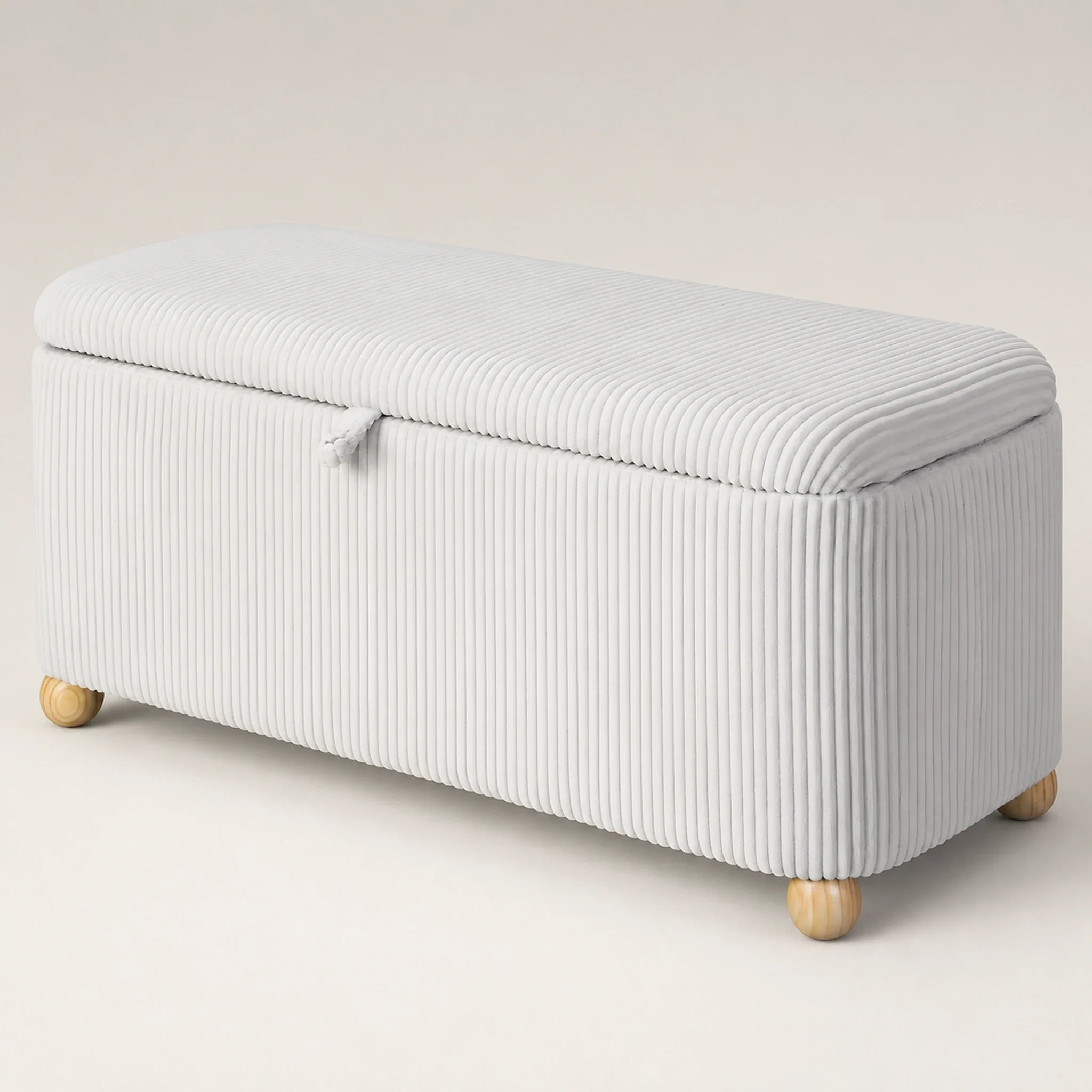 Homebeez White storage ottoman – warm studio front view#Color_White