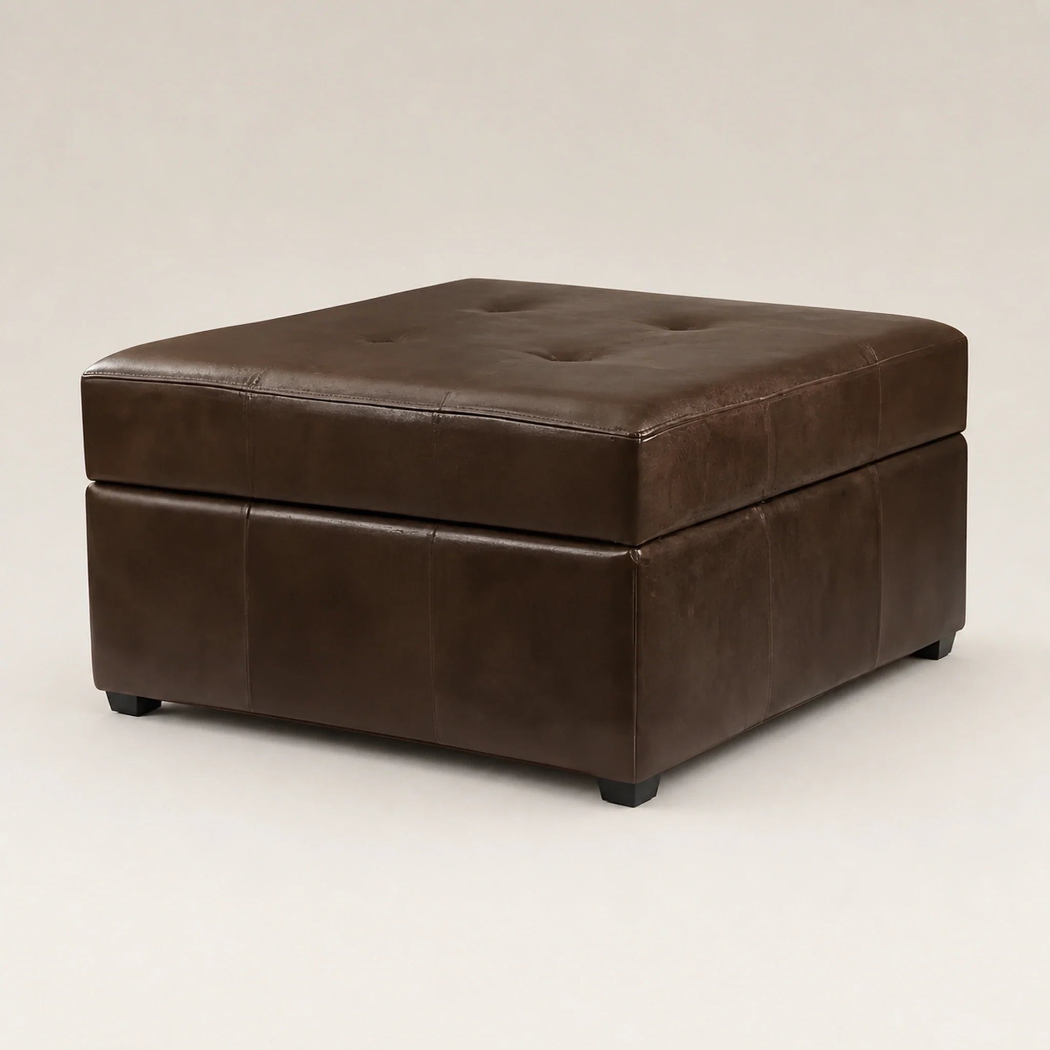 Homebeez Mottled Brown storage ottoman – warm studio front view#Color_Mottled Brown