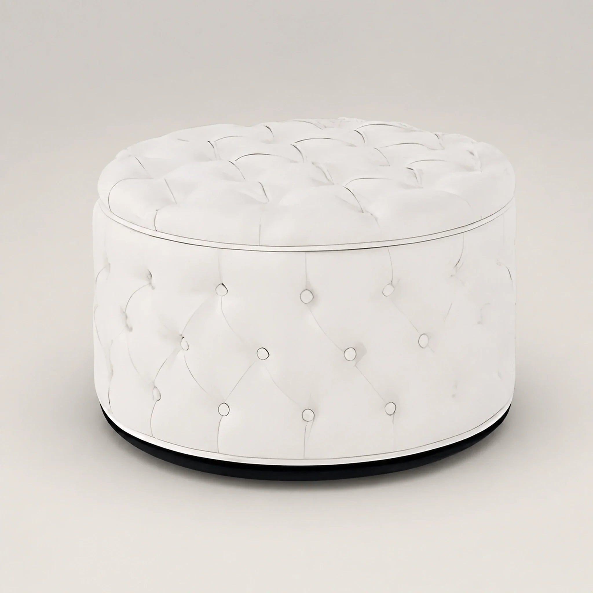Homebeez Oatmeal storage ottoman – warm studio front view#Color_Oatmeal