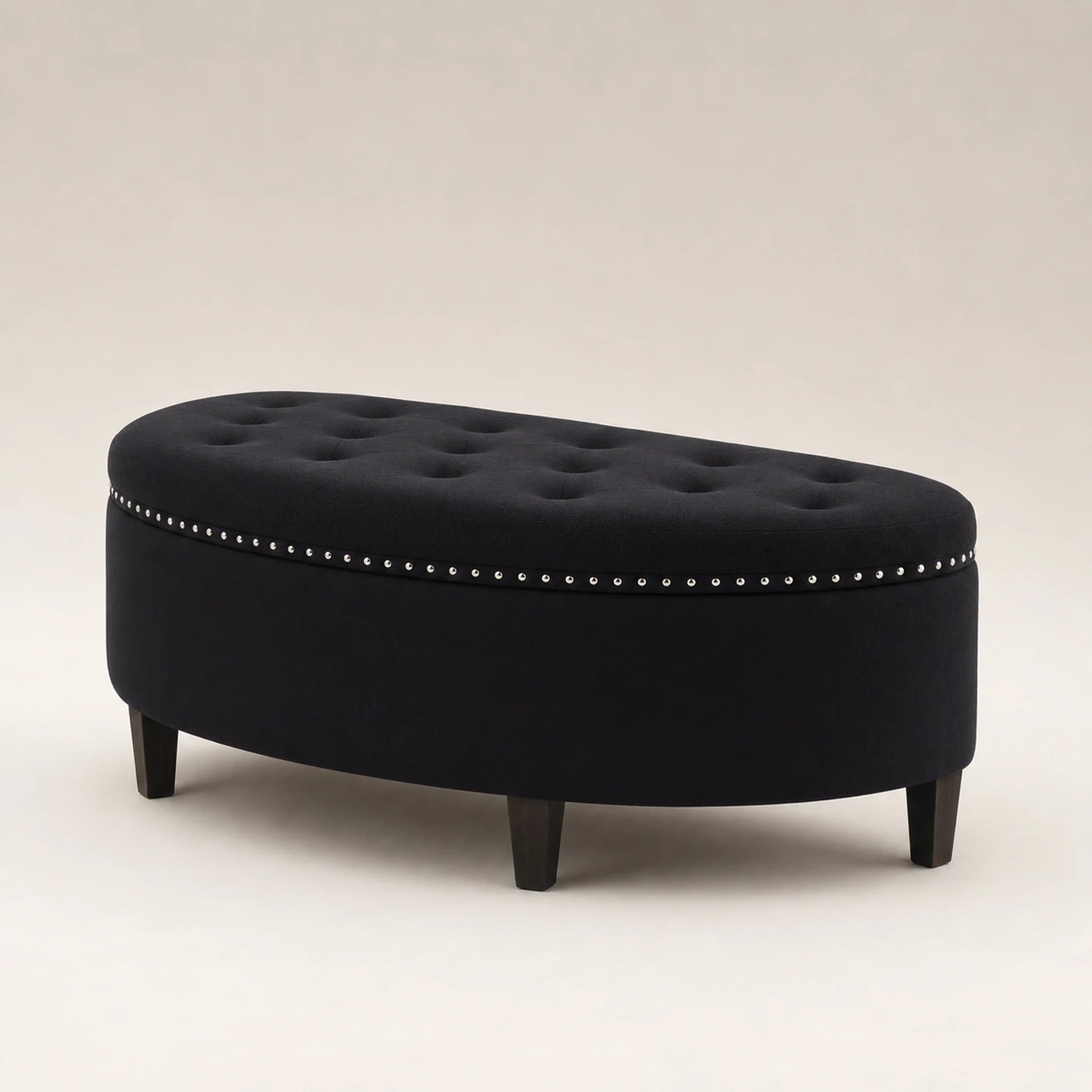 Homebeez Pure Black storage ottoman – warm studio front view#Color_Pure Black