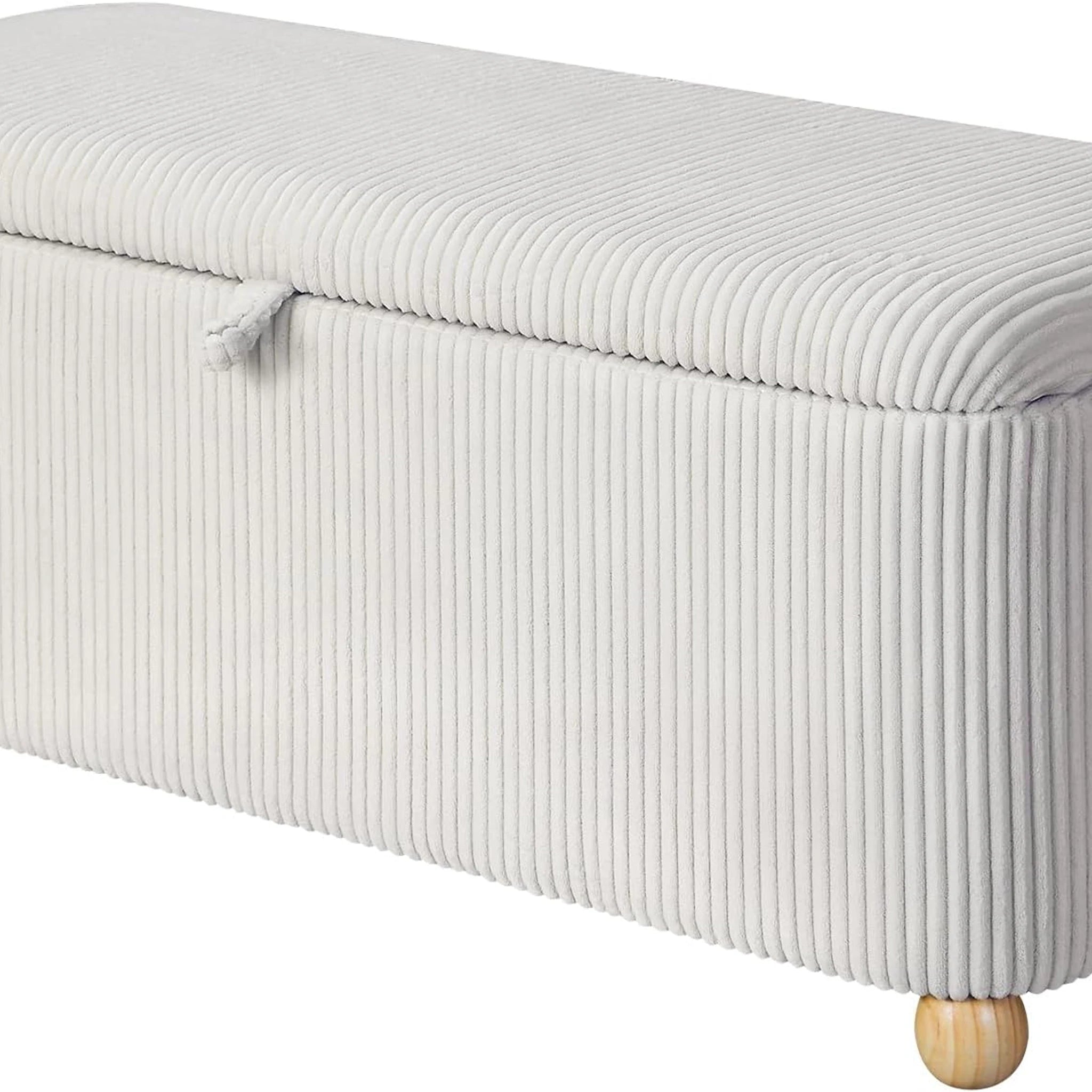 Homebeez White Fabric Storage Ottoman Bench – styled home scene