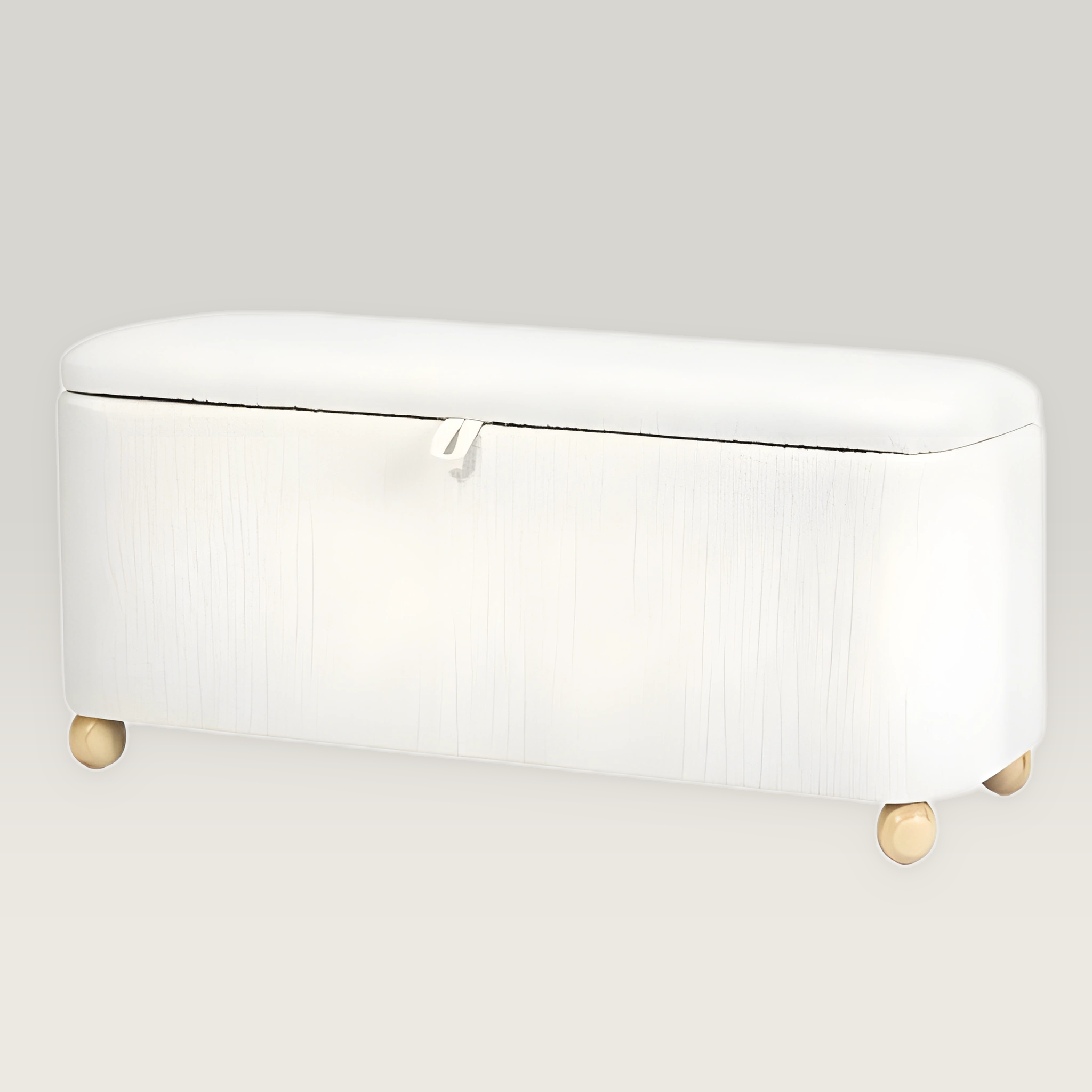 Homebeez 40 Inch White Velvet Rectangular Storage Ottoman