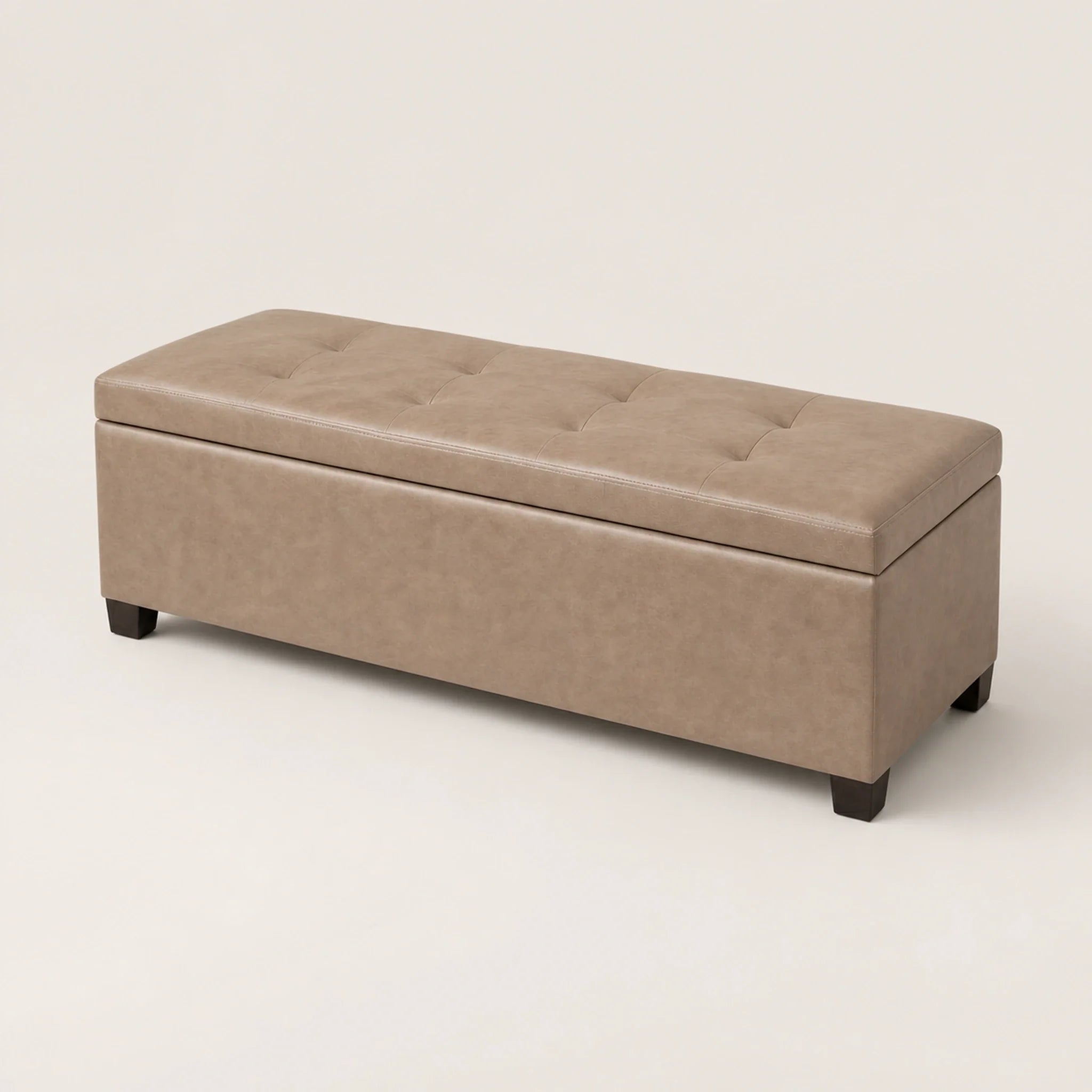 ASense Grayish Brown storage ottoman – warm studio front view