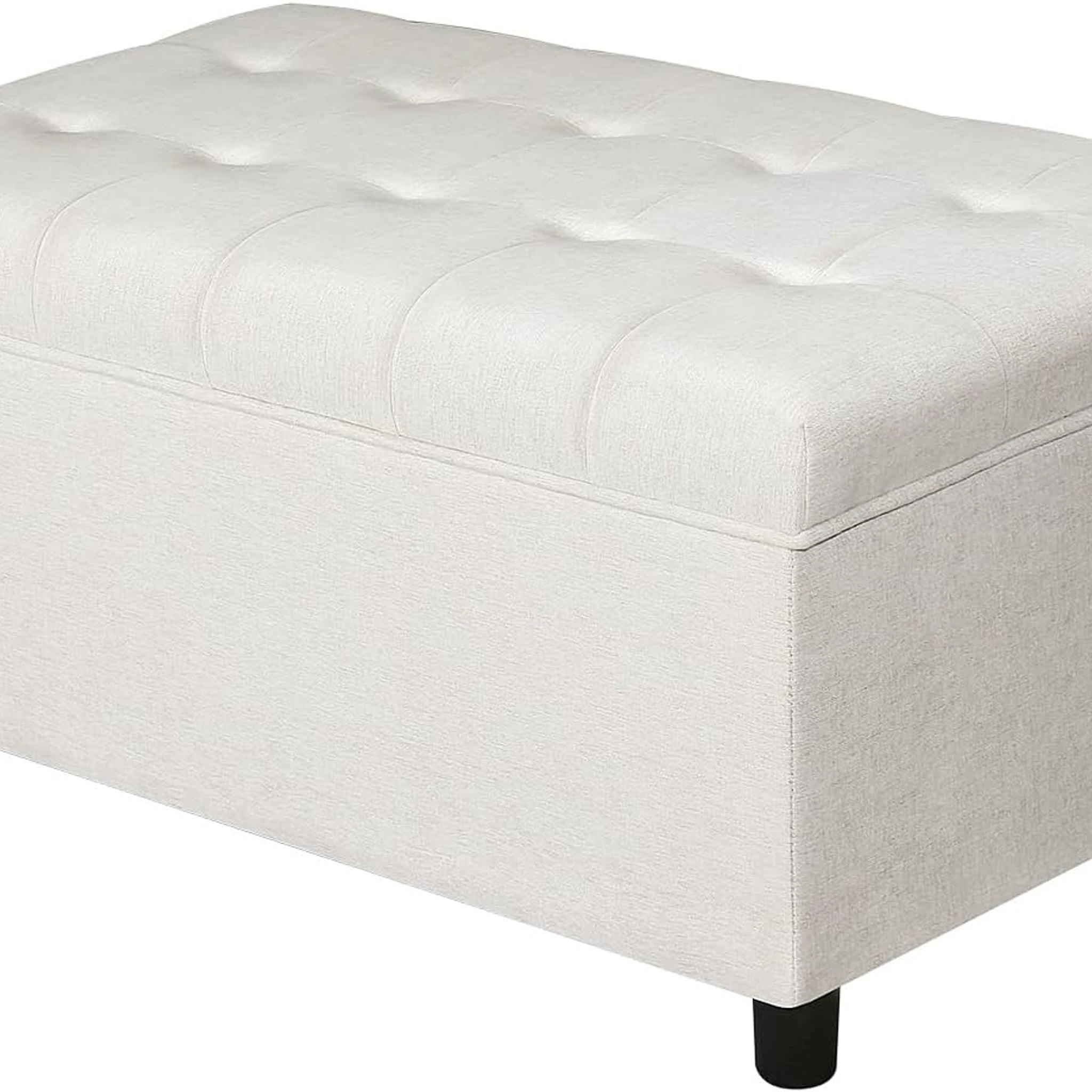 Joveco Beige Lift-Top Linen Storage Ottoman Bench – styled home scene